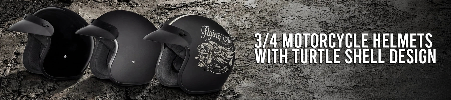 3/4 Motorcycle Helmets - Turtle Shell Design 3/4 Motorcycle Helmets - Turtle Shell Design