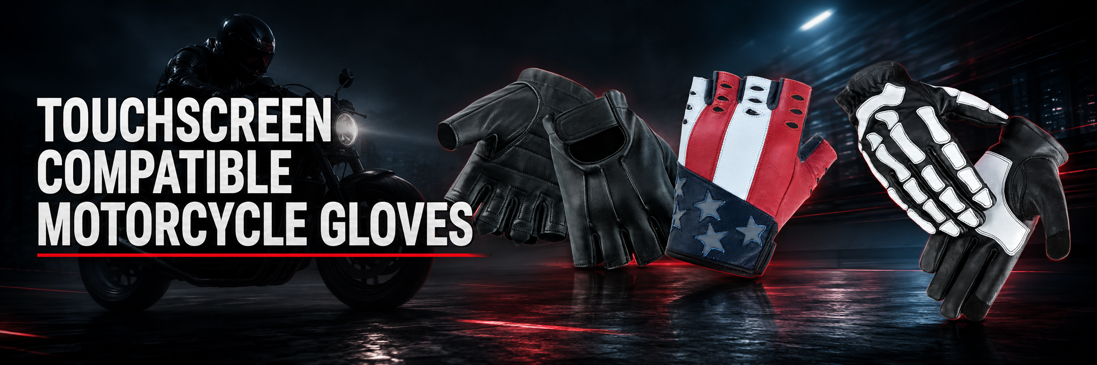 Touchscreen-Compatible Motorcycle Gloves