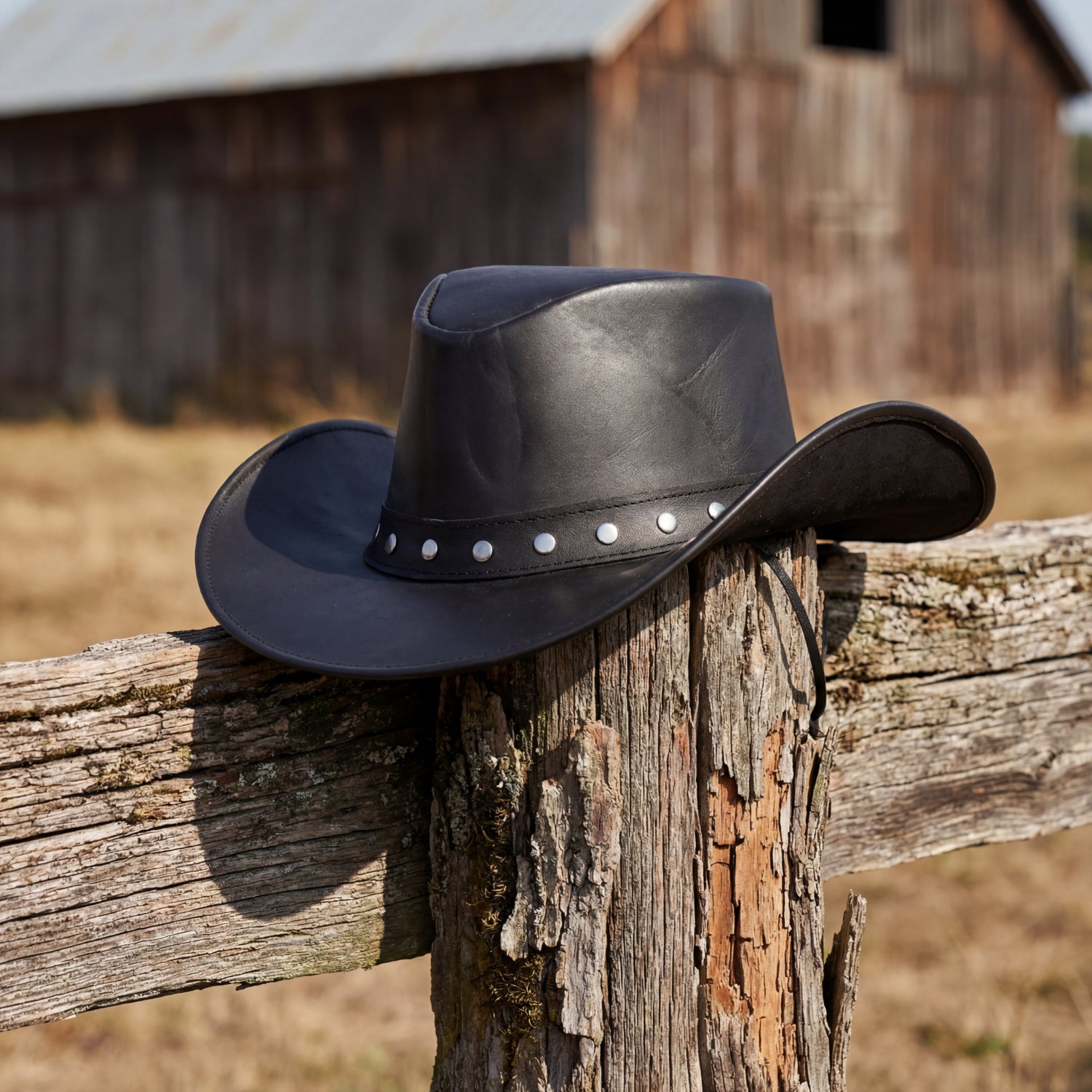 Black Leather Cowboy Hat Brunello main image 4
