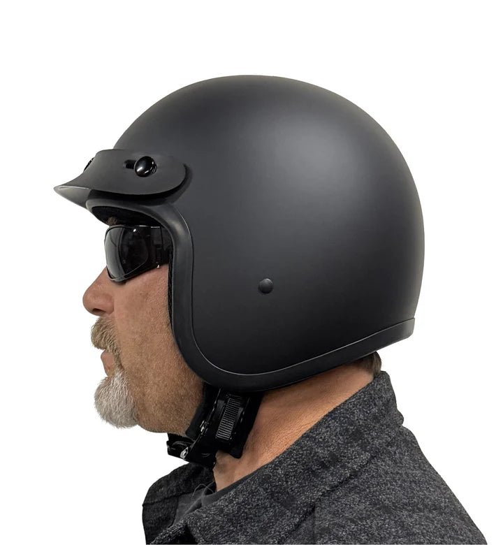 BADASS OPEN FACE 3/4 BARE BONES SMALLEST DOT CERTIFIED OPEN FACE MOTORCYCLE HELMET