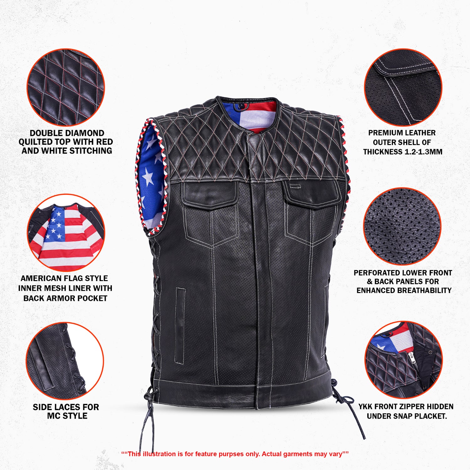 Star Shield Men’s Motorcycle Leather Vest