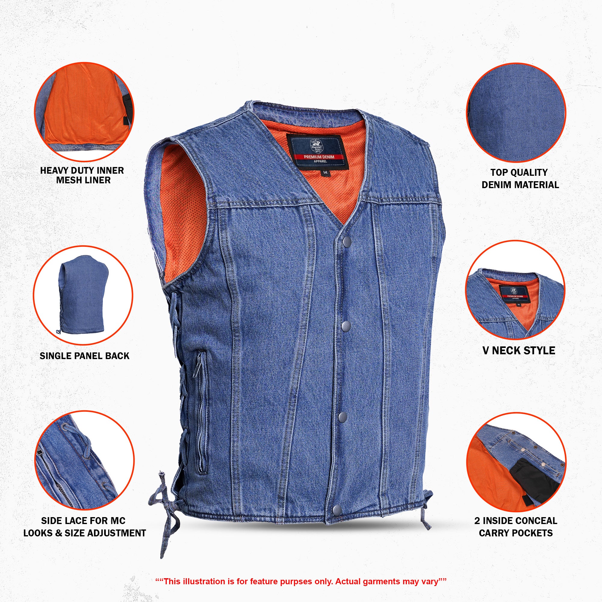 Strabler Men's Denim Motorcycle Vest