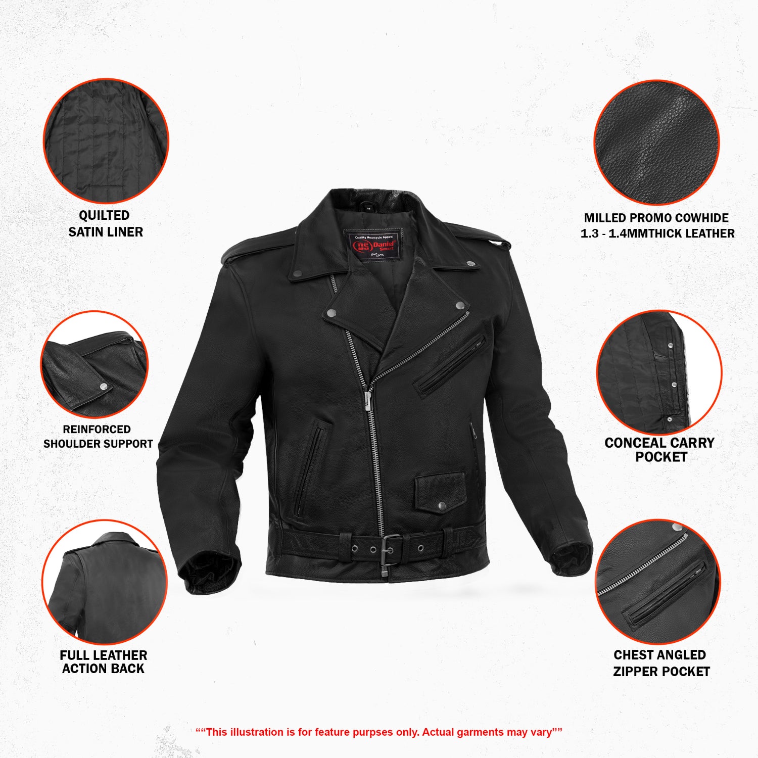 Vintara Men's Leather Motorcycle Jacket
