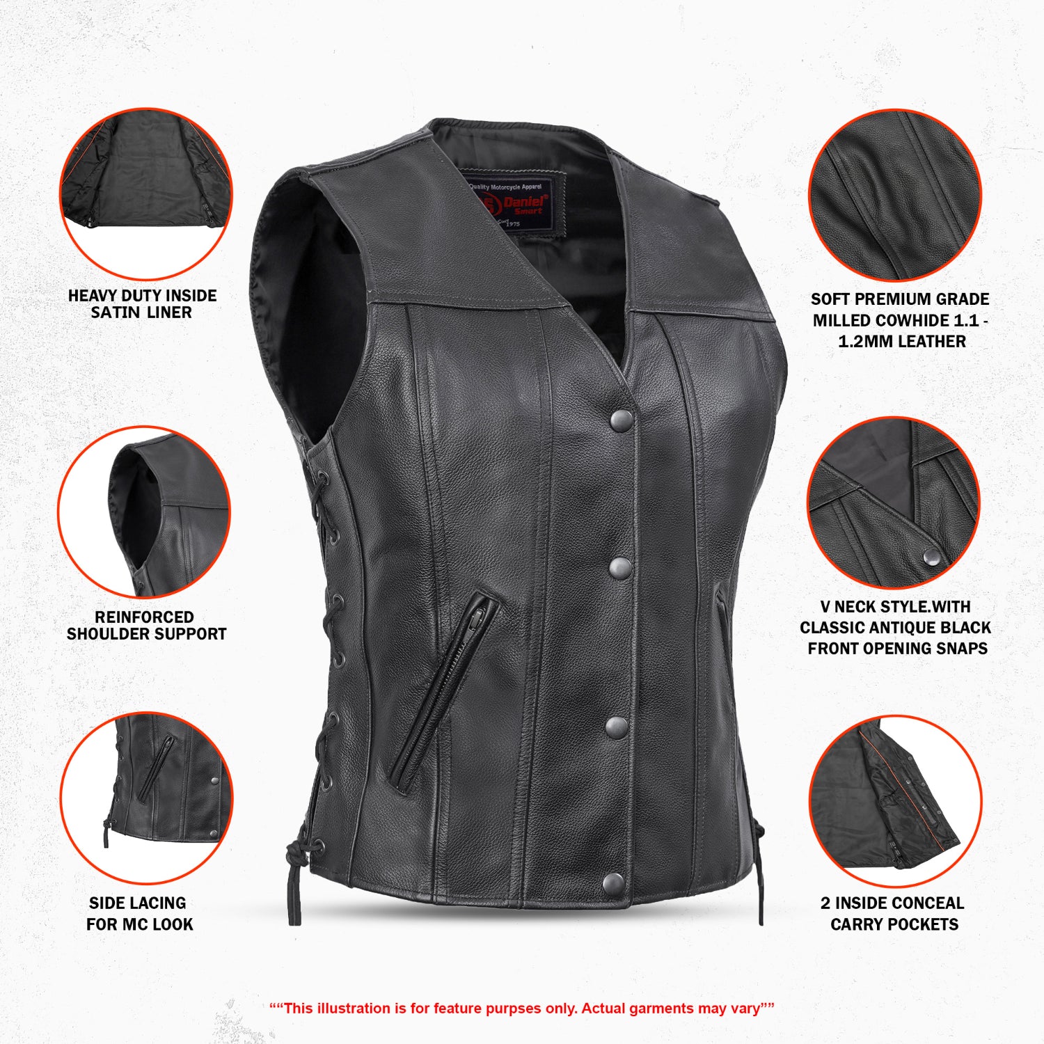 Swift Women's Leather Motorcycle Vest