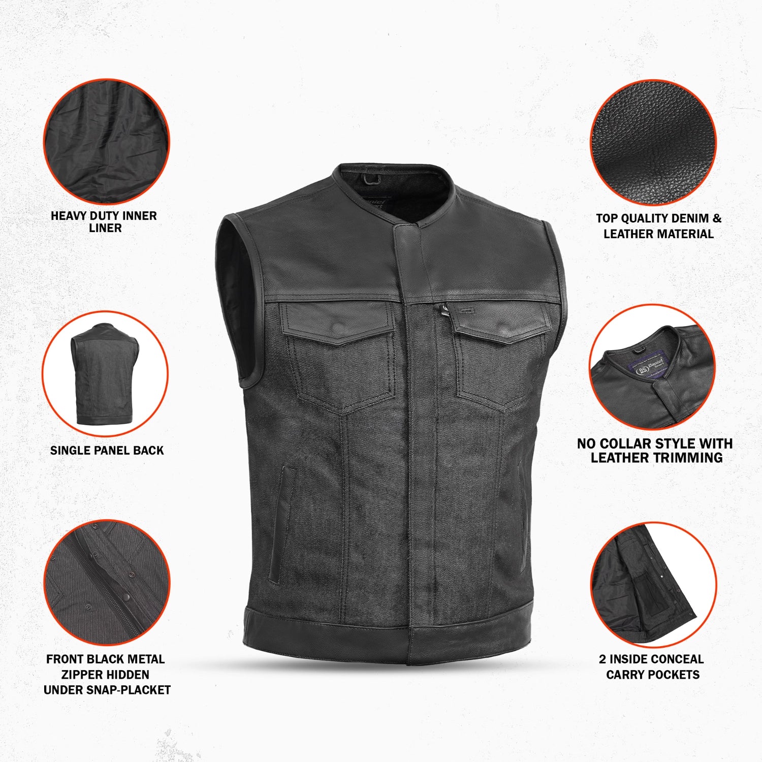 Teller Men's Denim Motorcycle Vest