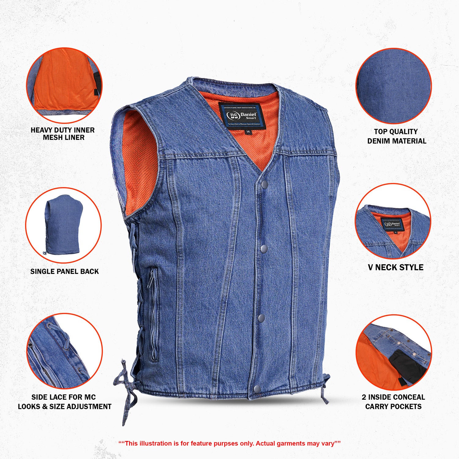 Bullit Men's Denim Motorcycle Vest