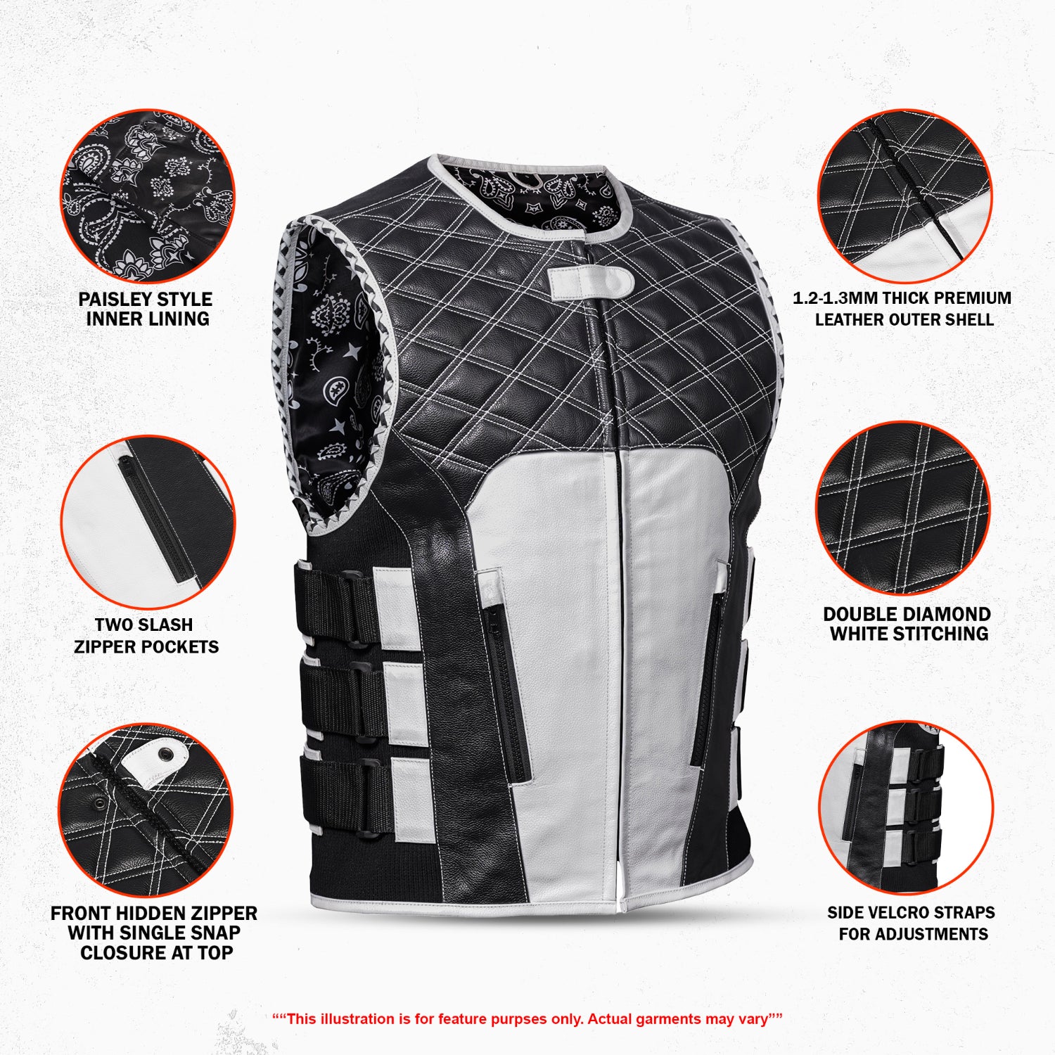 Blackline Men’s Motorcycle Leather Vest