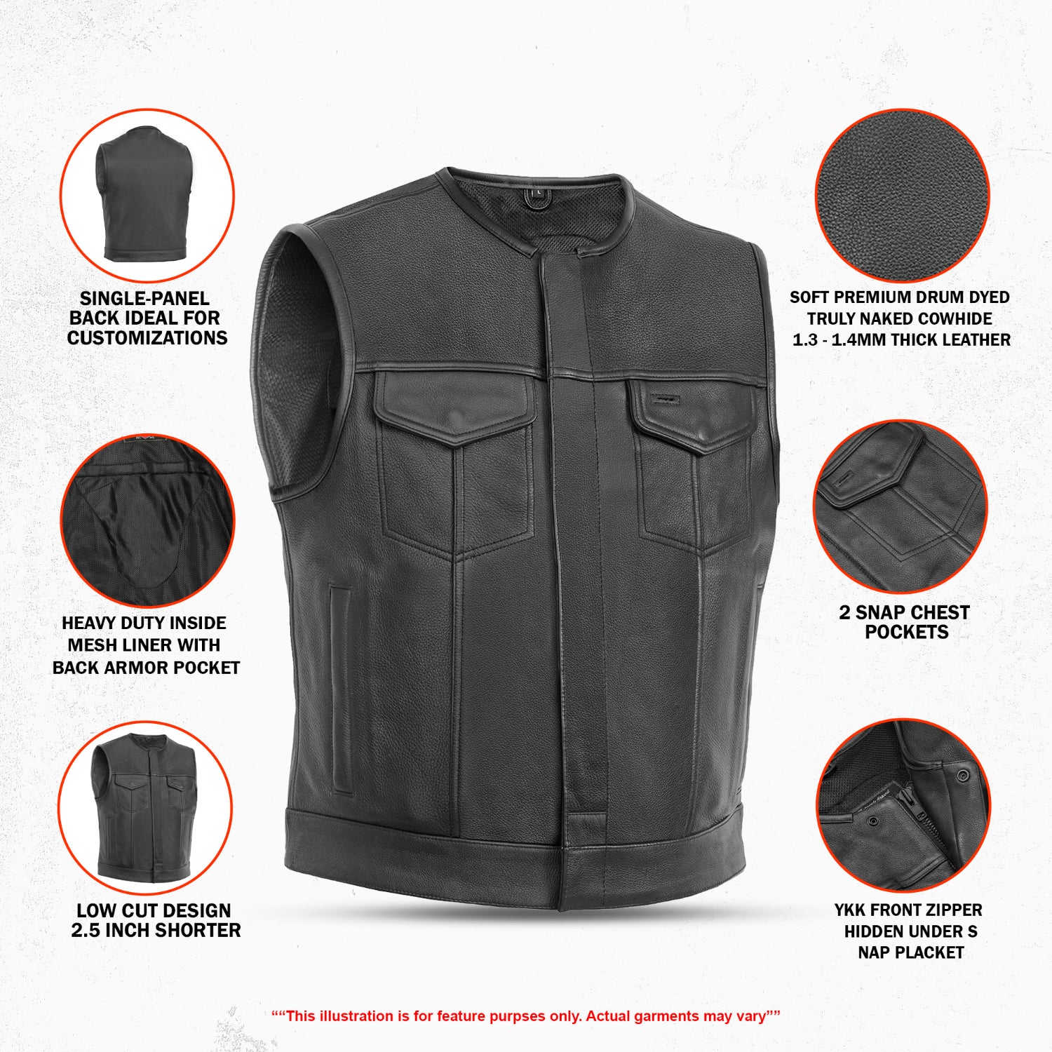 Drop Zone Men's Leather Motorcycle Vest