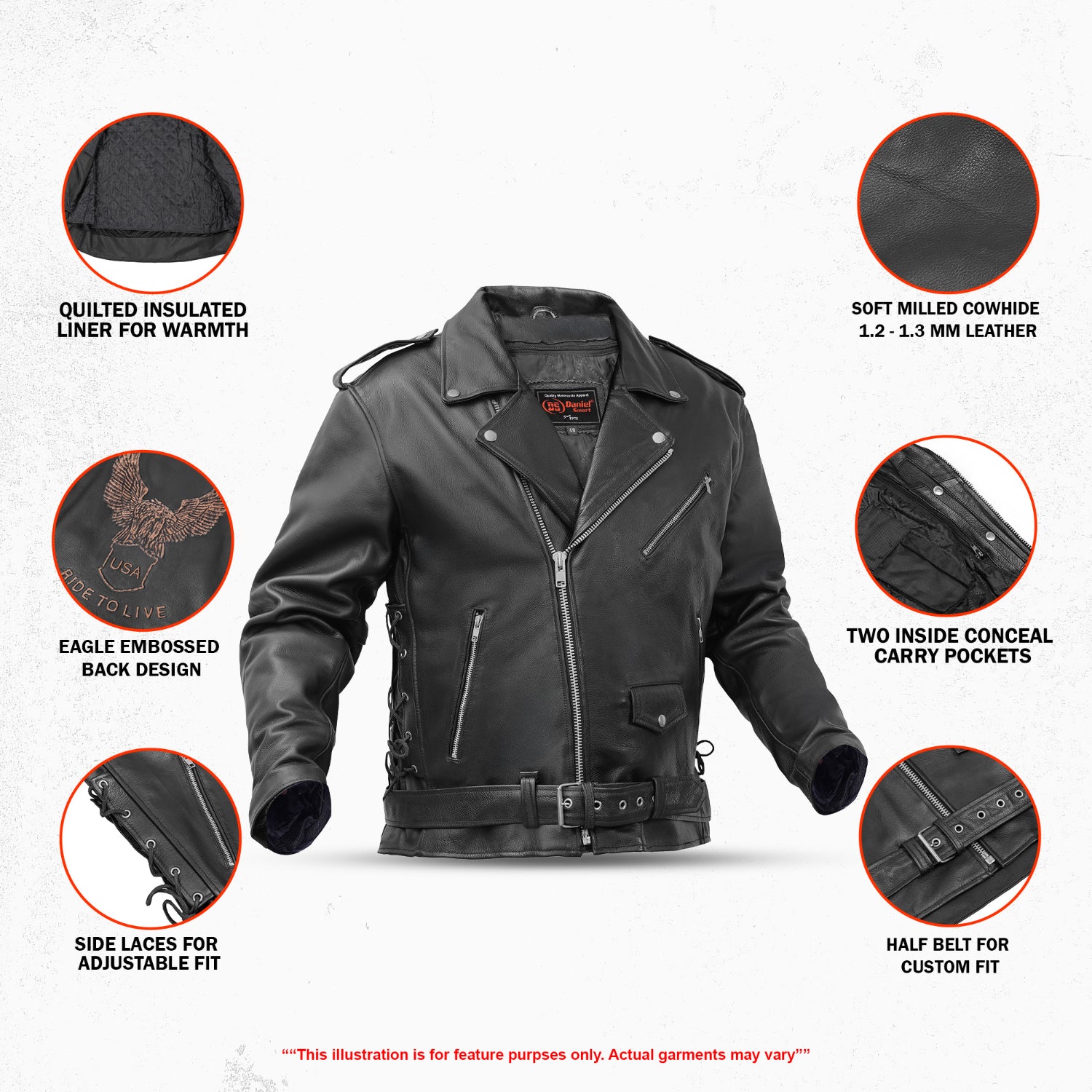 Freedom Wing Men's Leather Motorcycle Jacket