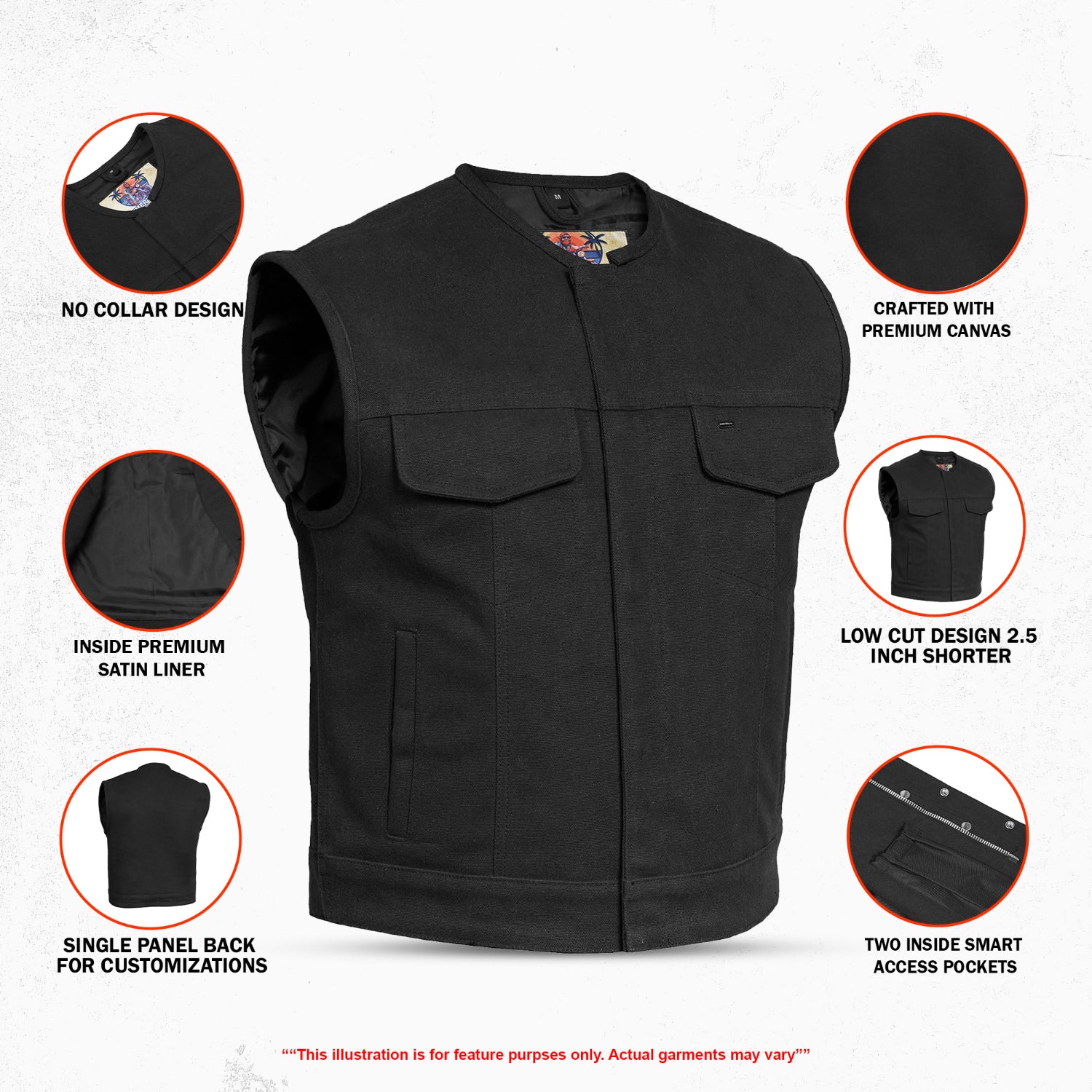Lava Racer Lowcut Summer Spark Men's Canvas Motorcycle Vest