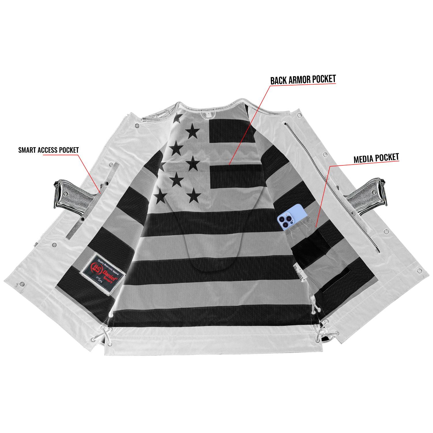 Star Shield Men’s Motorcycle Leather Vest