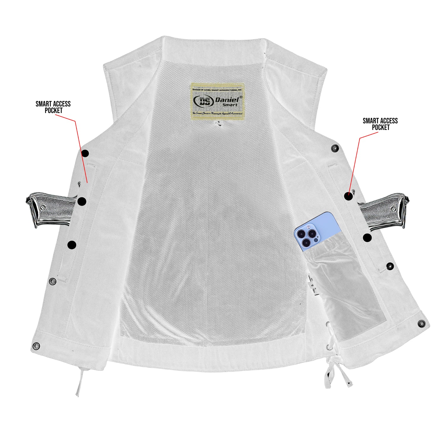 Women's Single Back Panel Conceal Carry Pockets Denim Vest