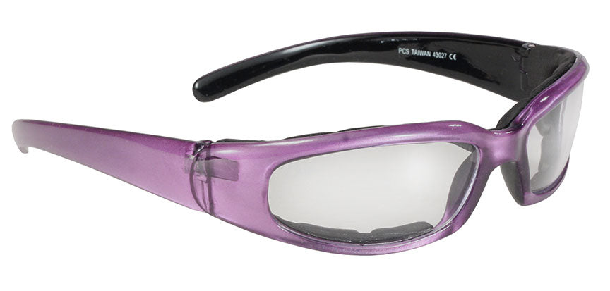 43027 Rally Wrap Padded Blk Frame/Purple Pearl/Clear Lens-Sunglasses-Daniel Smart Mfg - Retail