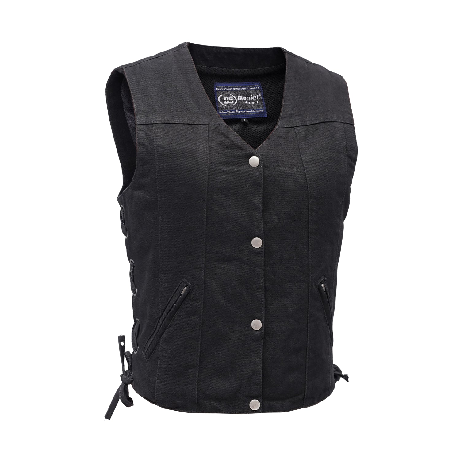 Women's Single Back Panel Conceal Carry Pockets Denim Vest