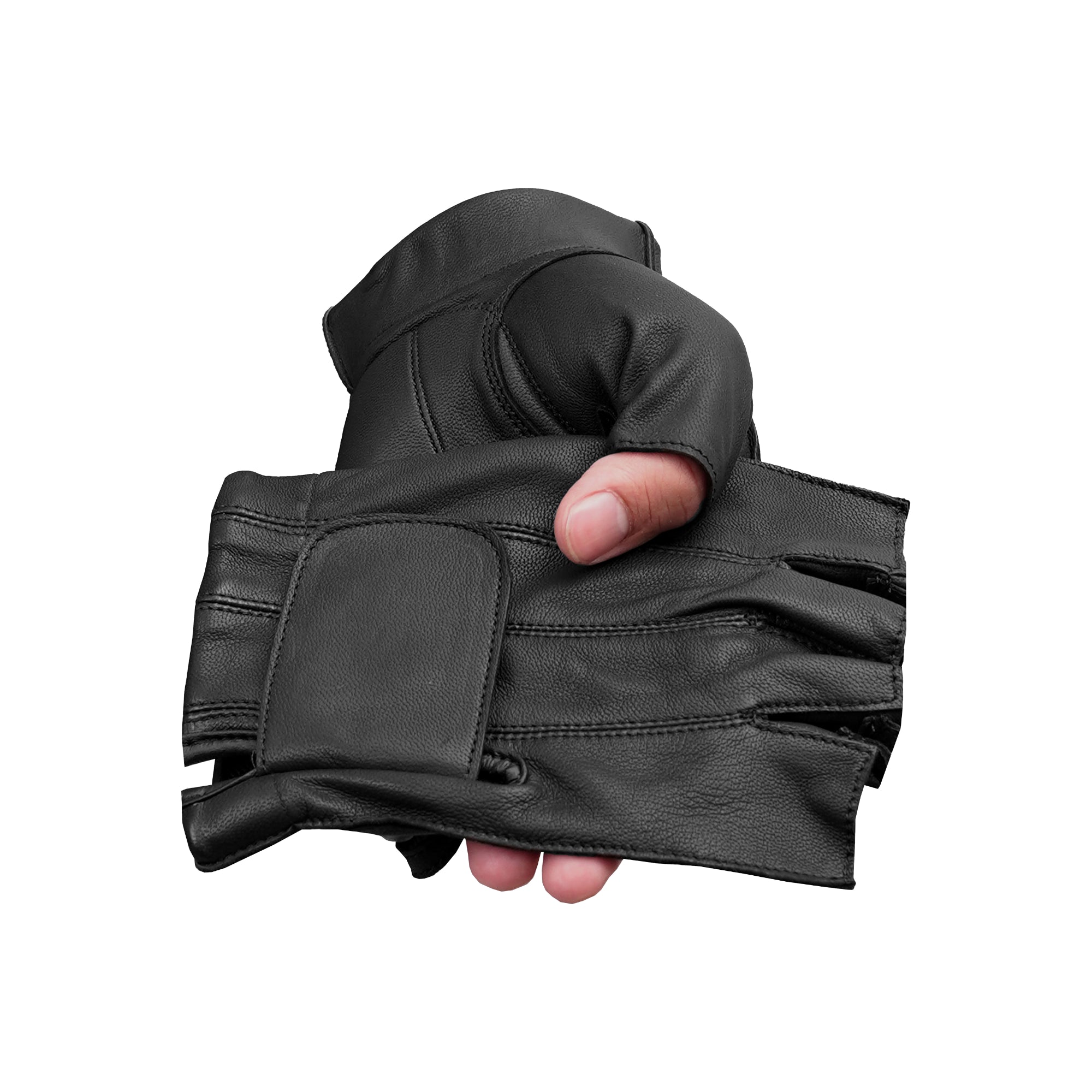 Deerskin Dominator - Men's Deerskin Leather Motorcycle Fingerless Gloves