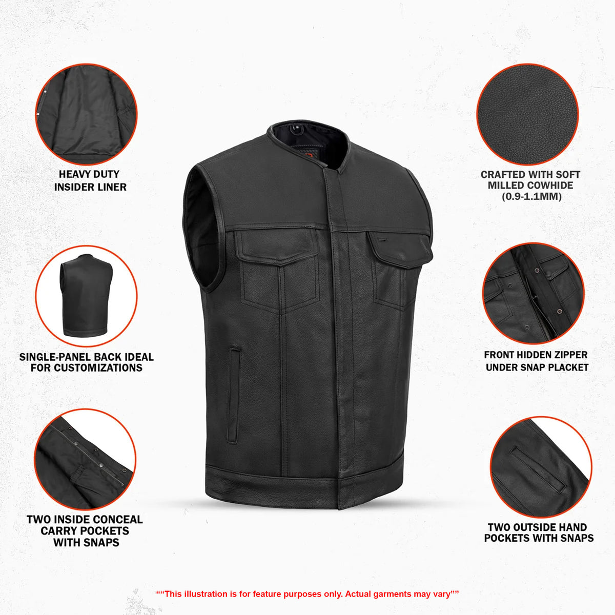 Trailson Men's Motorcycle Leather Vest