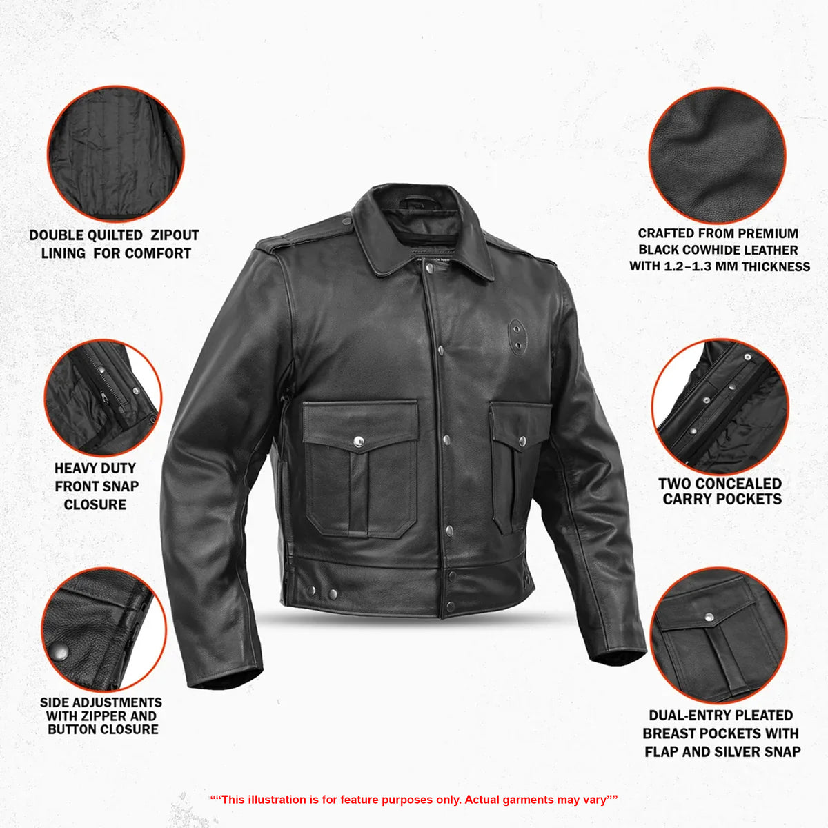 Alpha Badge™ Men’s Leather Motorcycle Jacket