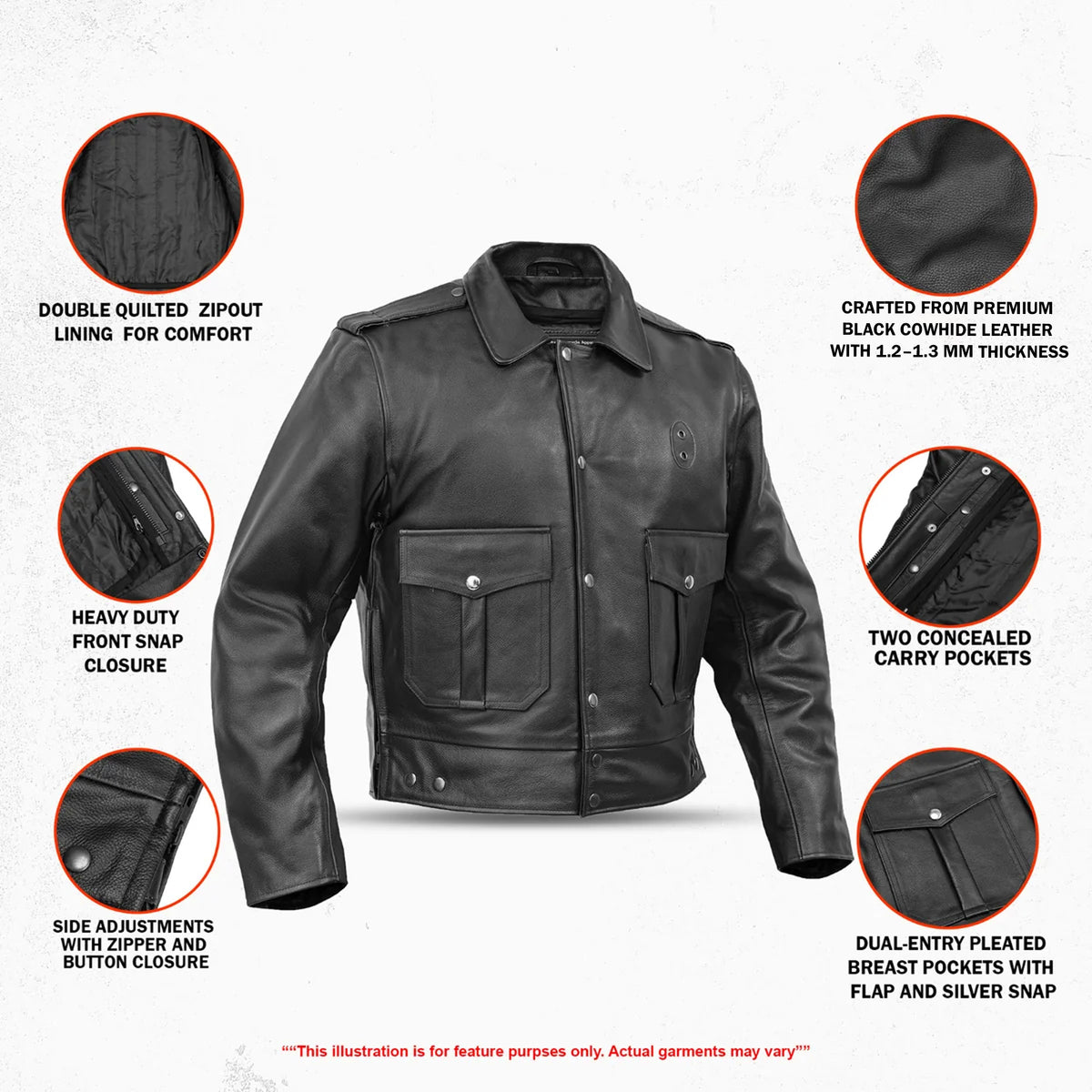 Alpha Badge™ Men’s Leather Motorcycle Jacket