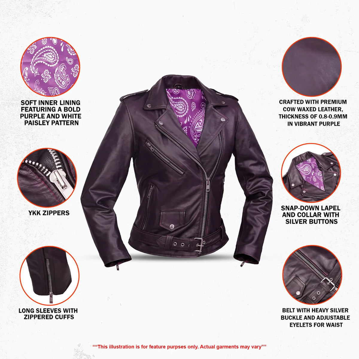 Amora™ – Women’s Leather Motorcycle Jacket