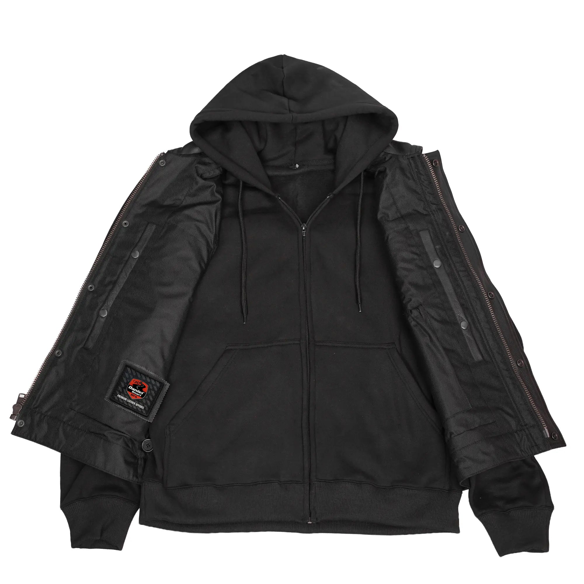 Beckett - Men’s Leather Motorcycle Vest with Hoodie