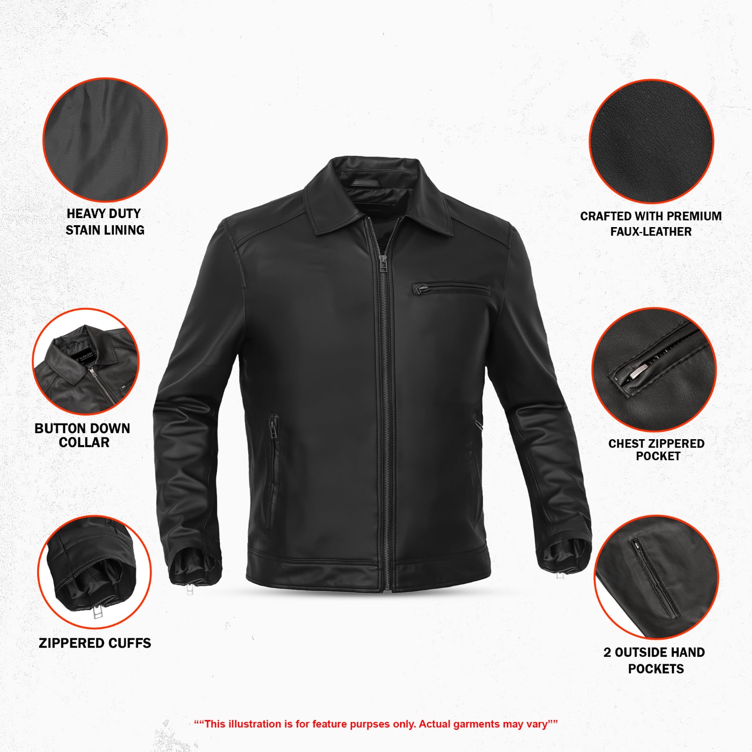 Cendro Men’s Faux Leather Motorcycle Jacket
