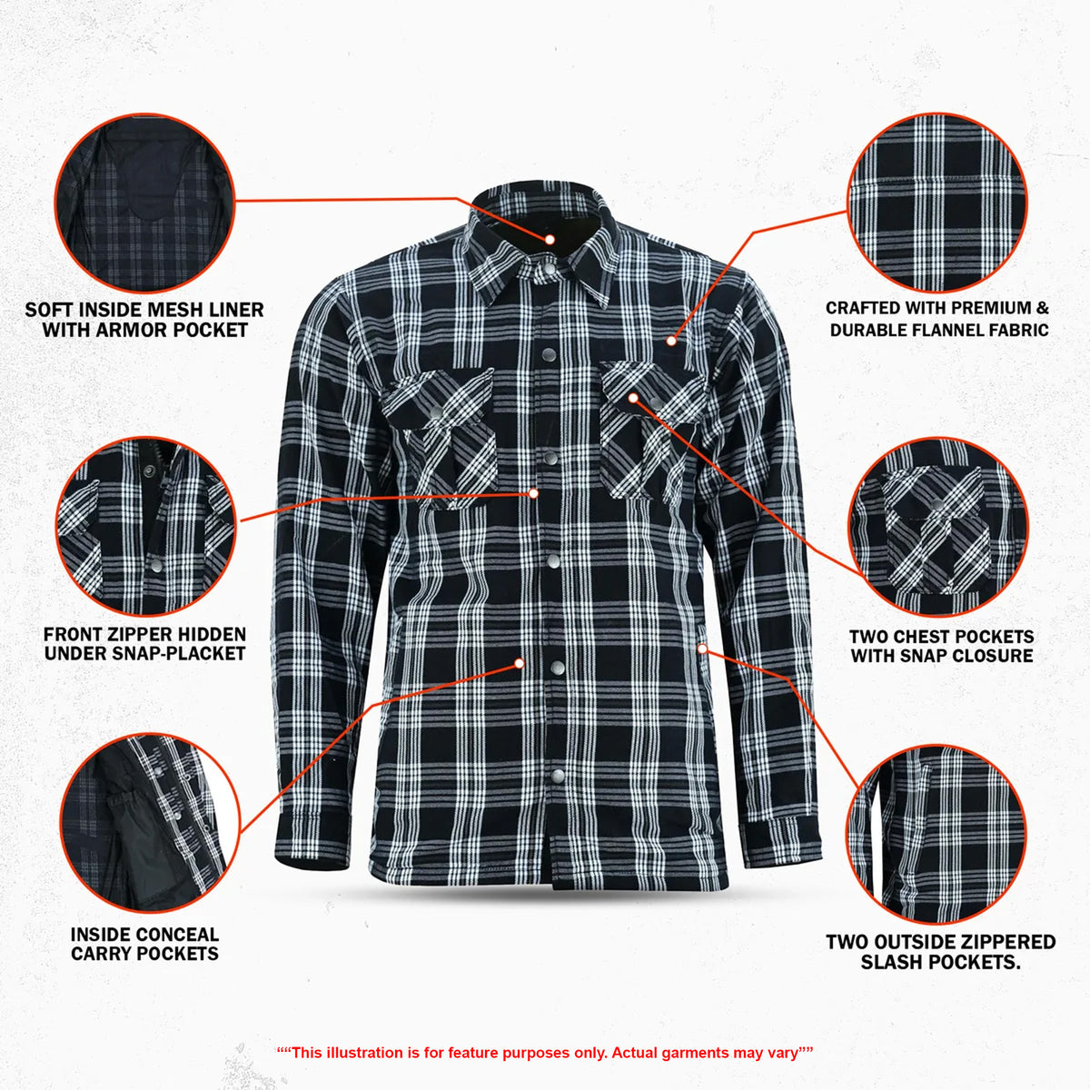 Checkered Champ Armored Men's Motorcycle Flannel Shirt