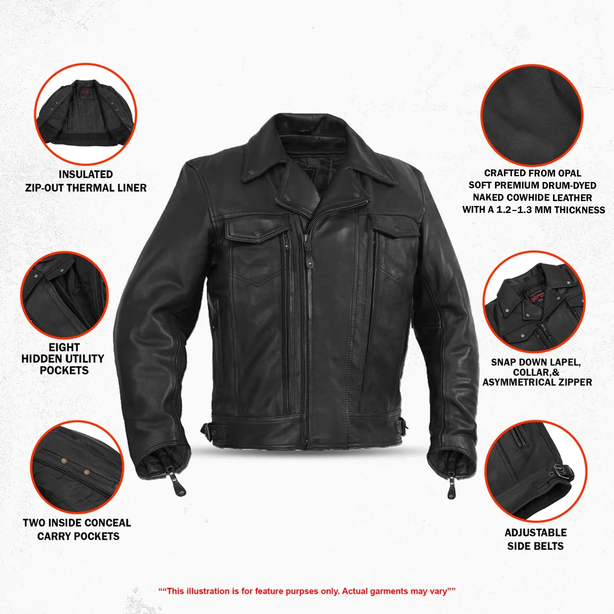 Clearway Men’s Leather Motorcycle Jacket