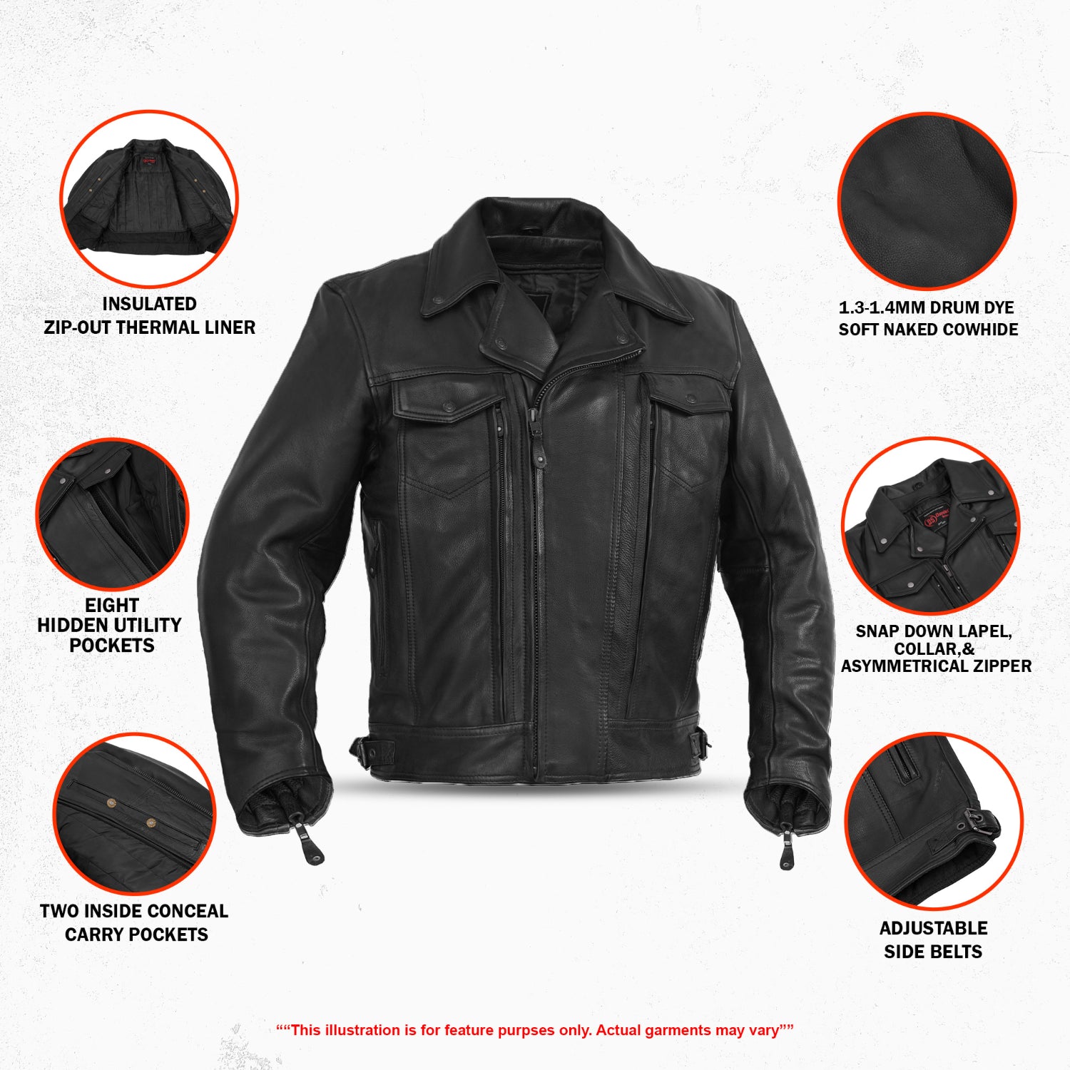 Clearway Men’s Leather Motorcycle Jacket