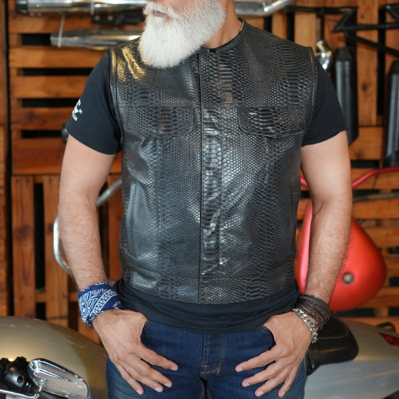 Cobra Crest Men's Lowcut Motorcycle Leather Vest