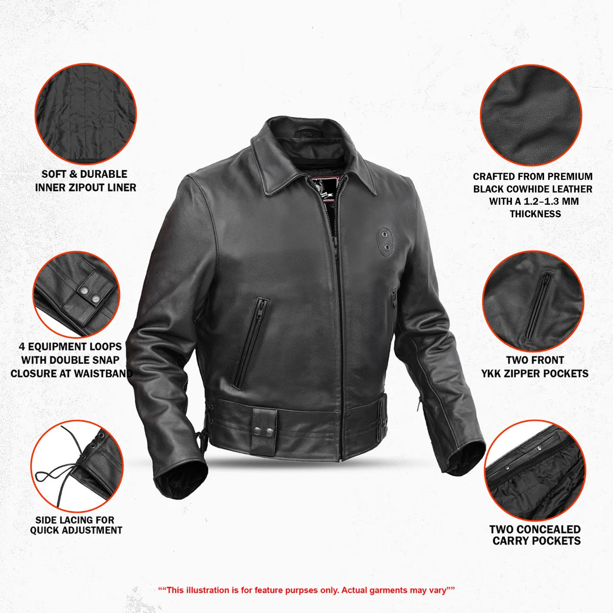 Crime Stop™ Men’s Leather Motorcycle Jacket