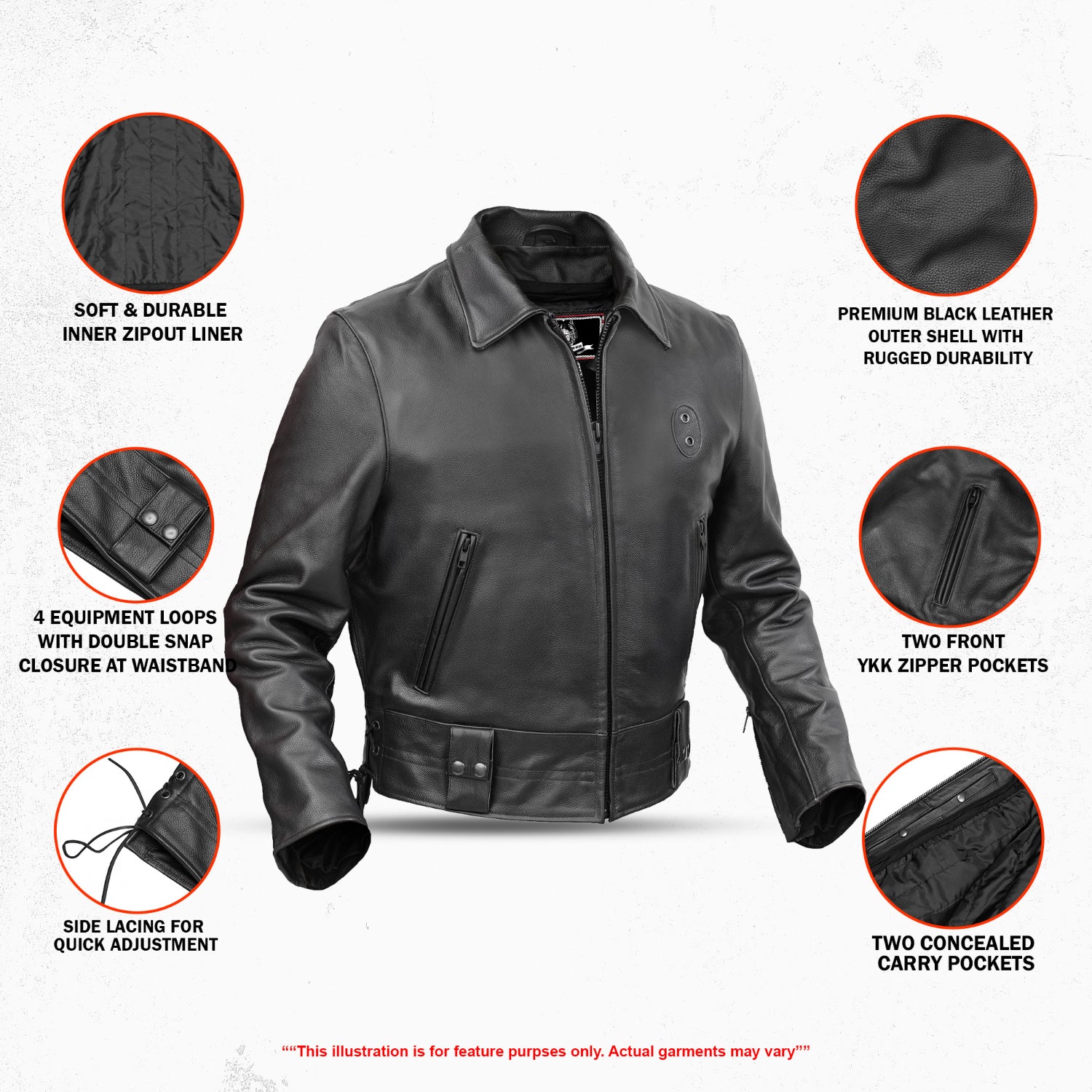 Crime Stop™ Men’s Leather Motorcycle Jacket