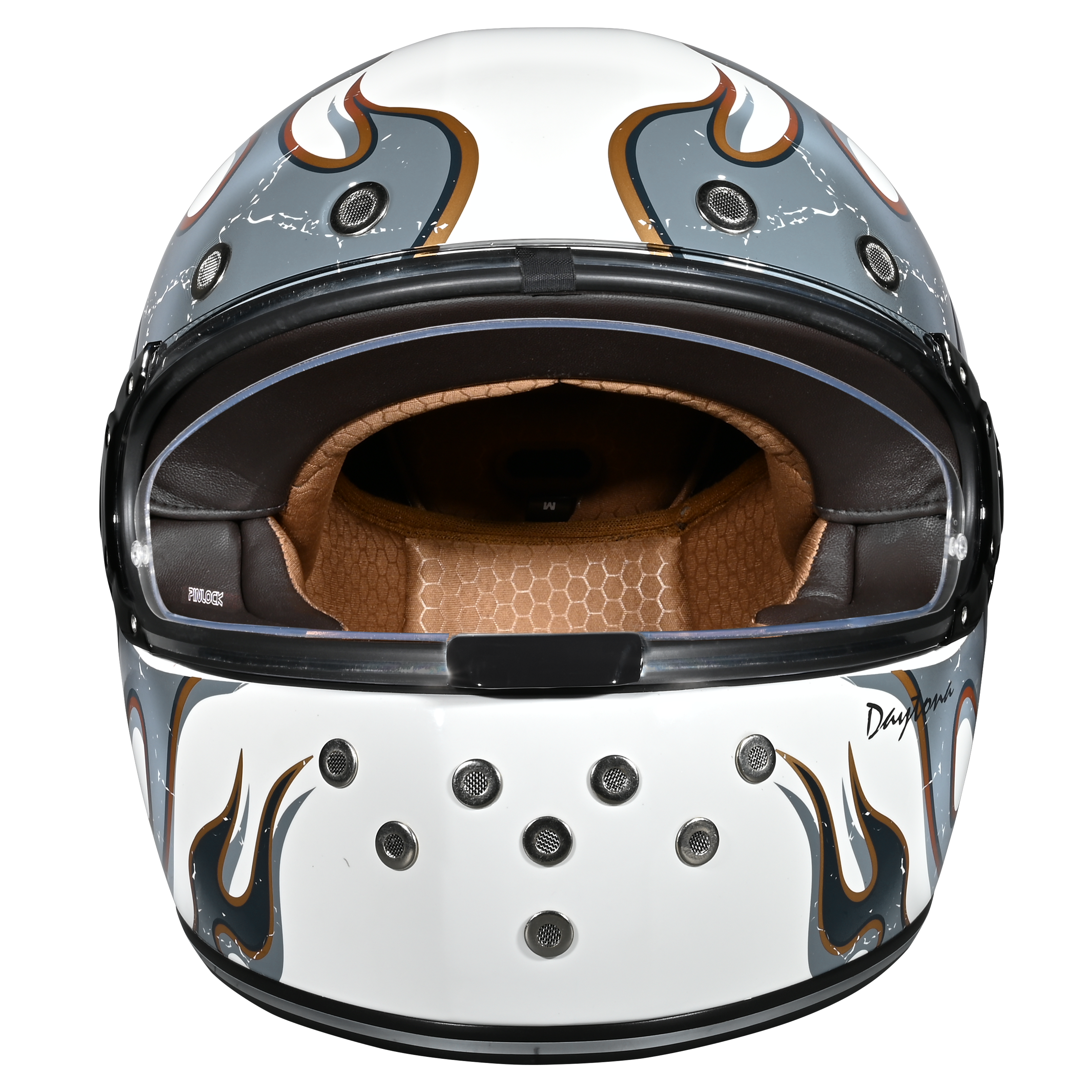 DOT Daytona Retro Full Face Motorcycle Helmet: Vintage Style for Men, Women, & Youth - W/ Flames