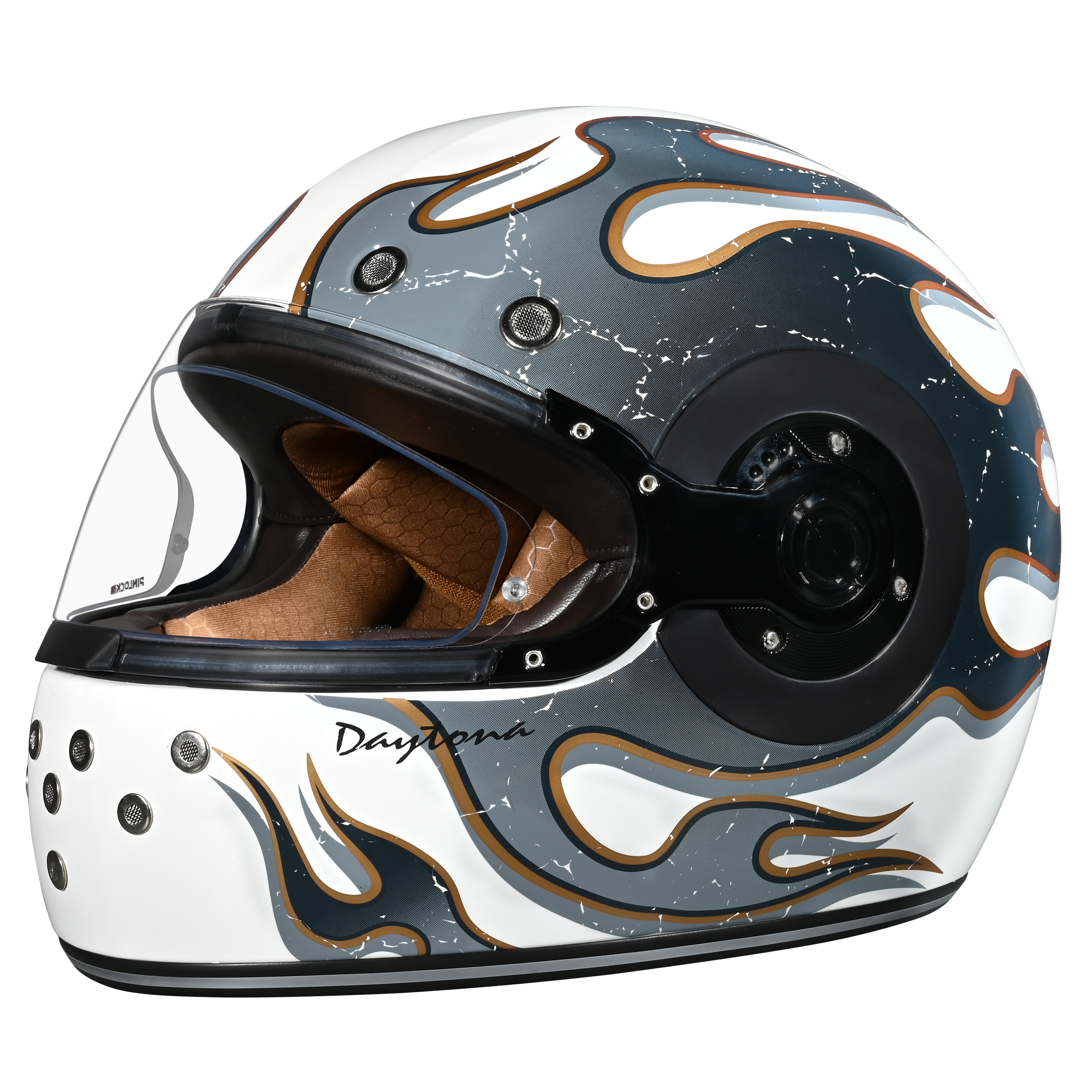 Daytona Retro Flames Full Face Motorcycle Helmet, 2XL