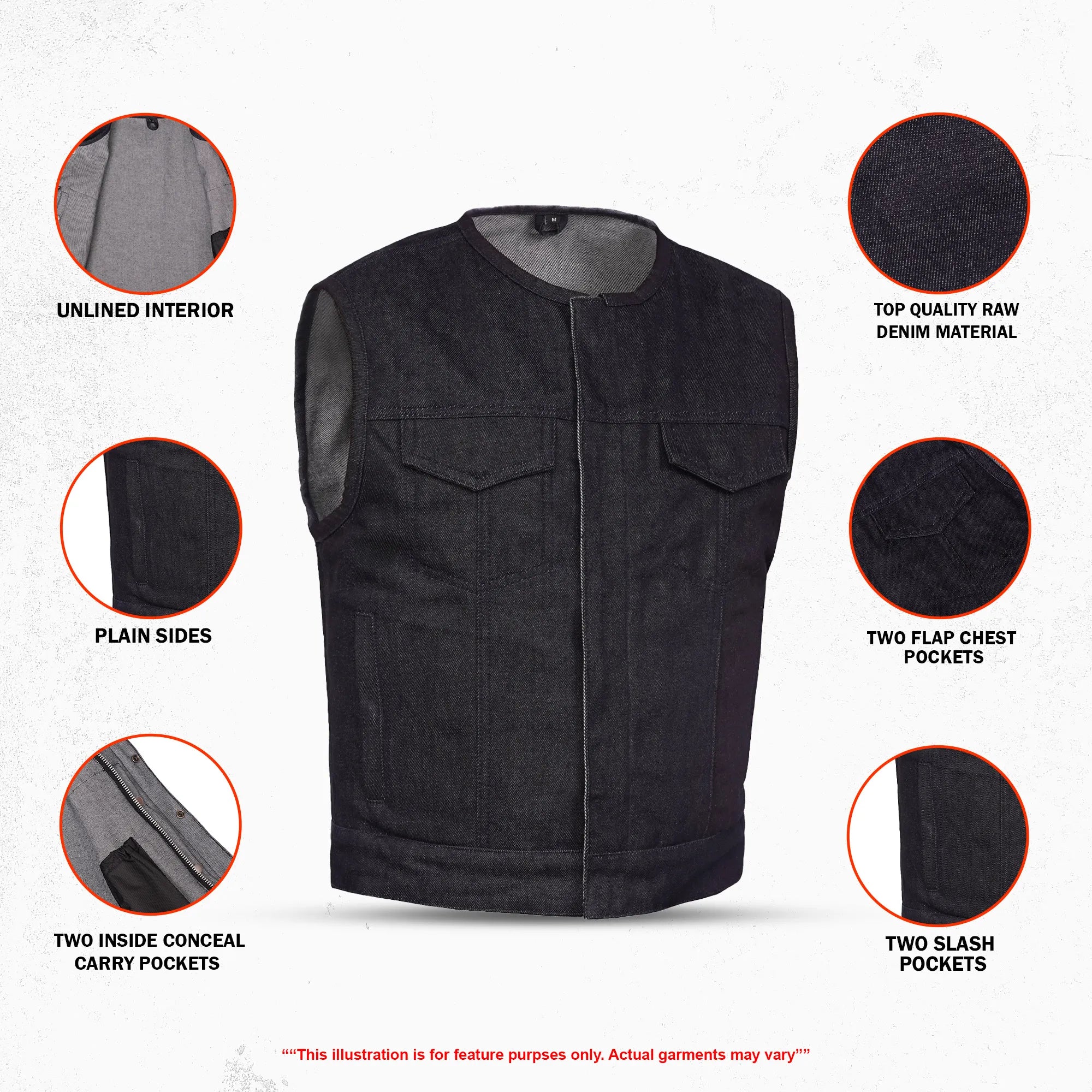 Lockshot Men's Denim Motorcycle Vest