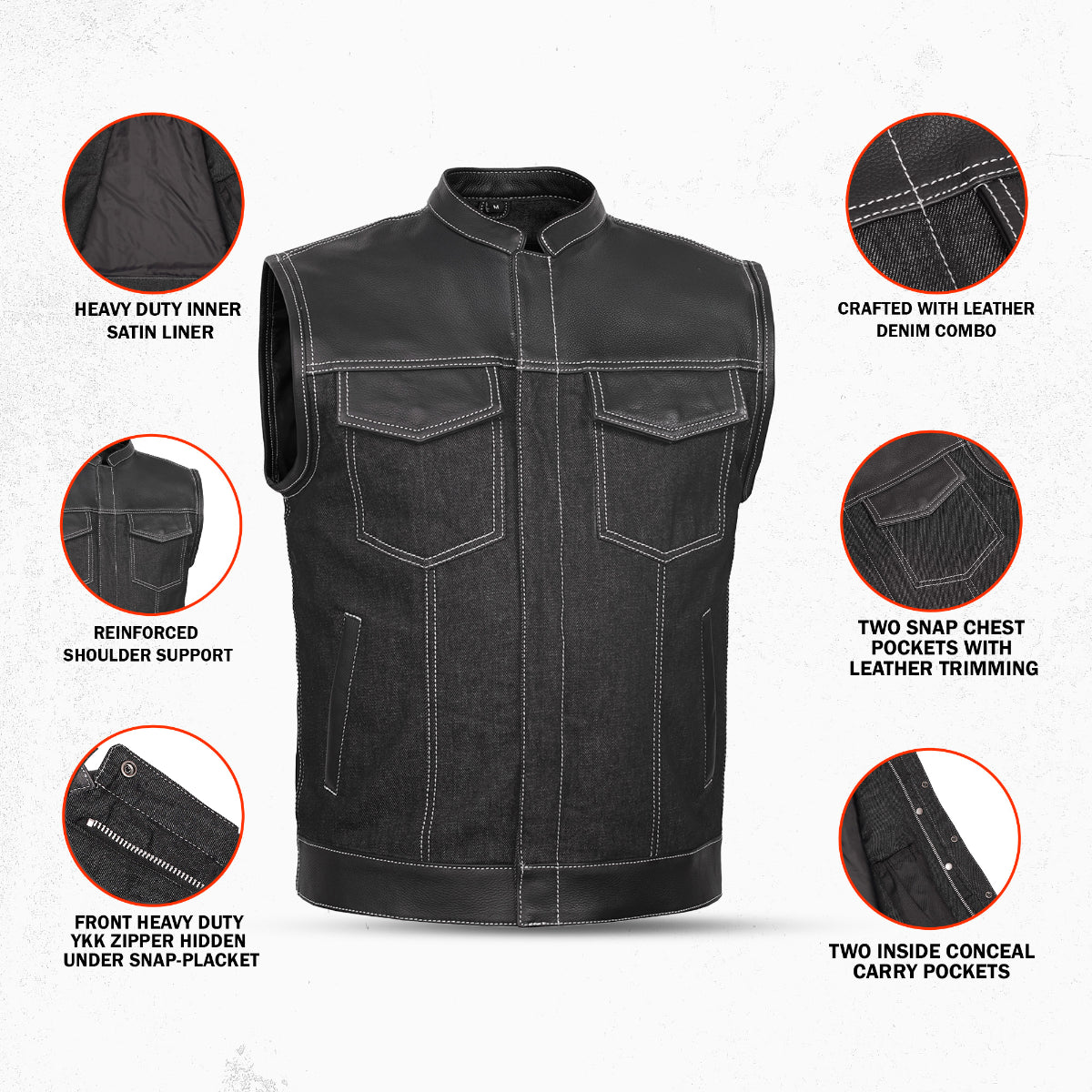 Venom Men's Denim Motorcycle Vest
