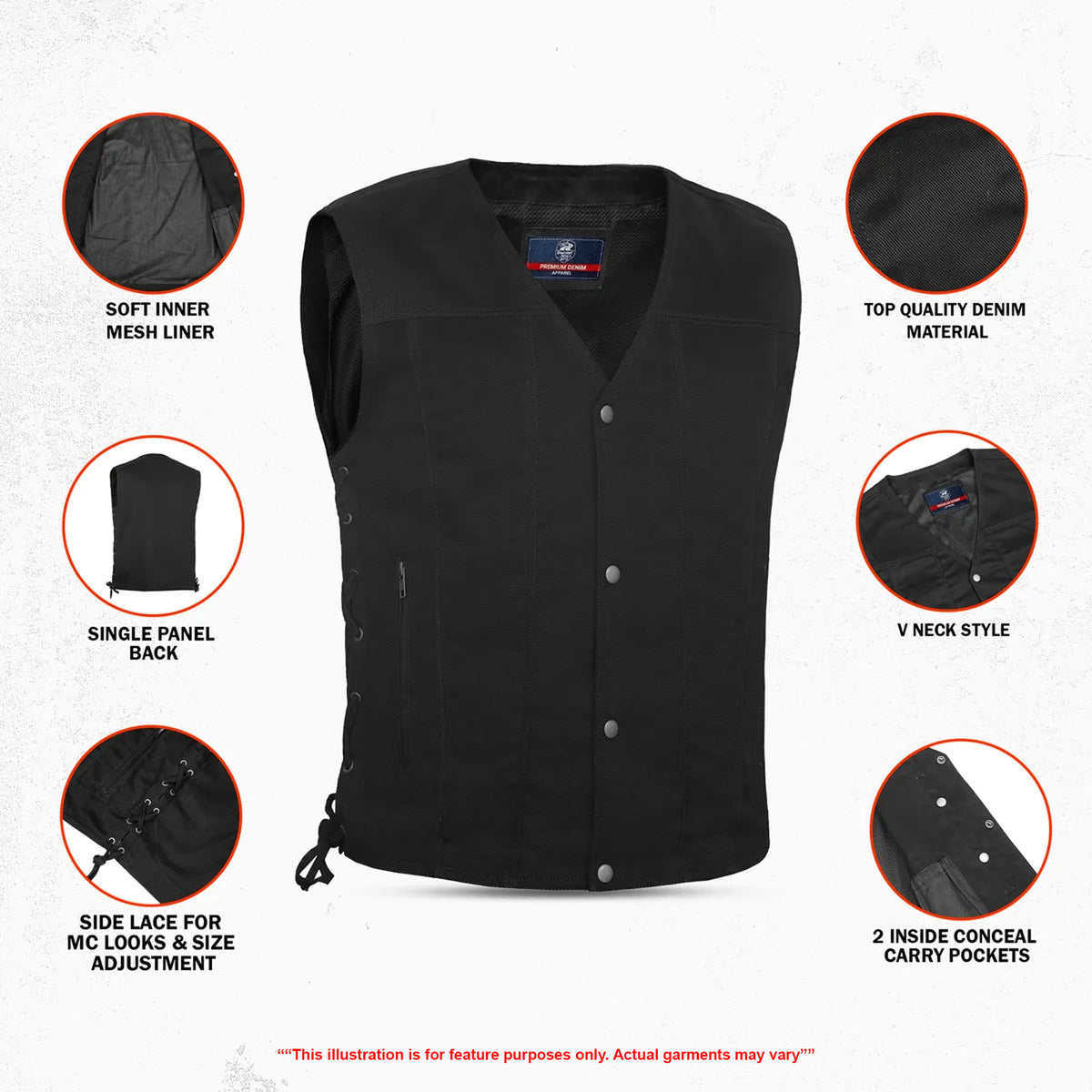 Strabler Men's Denim Motorcycle Vest