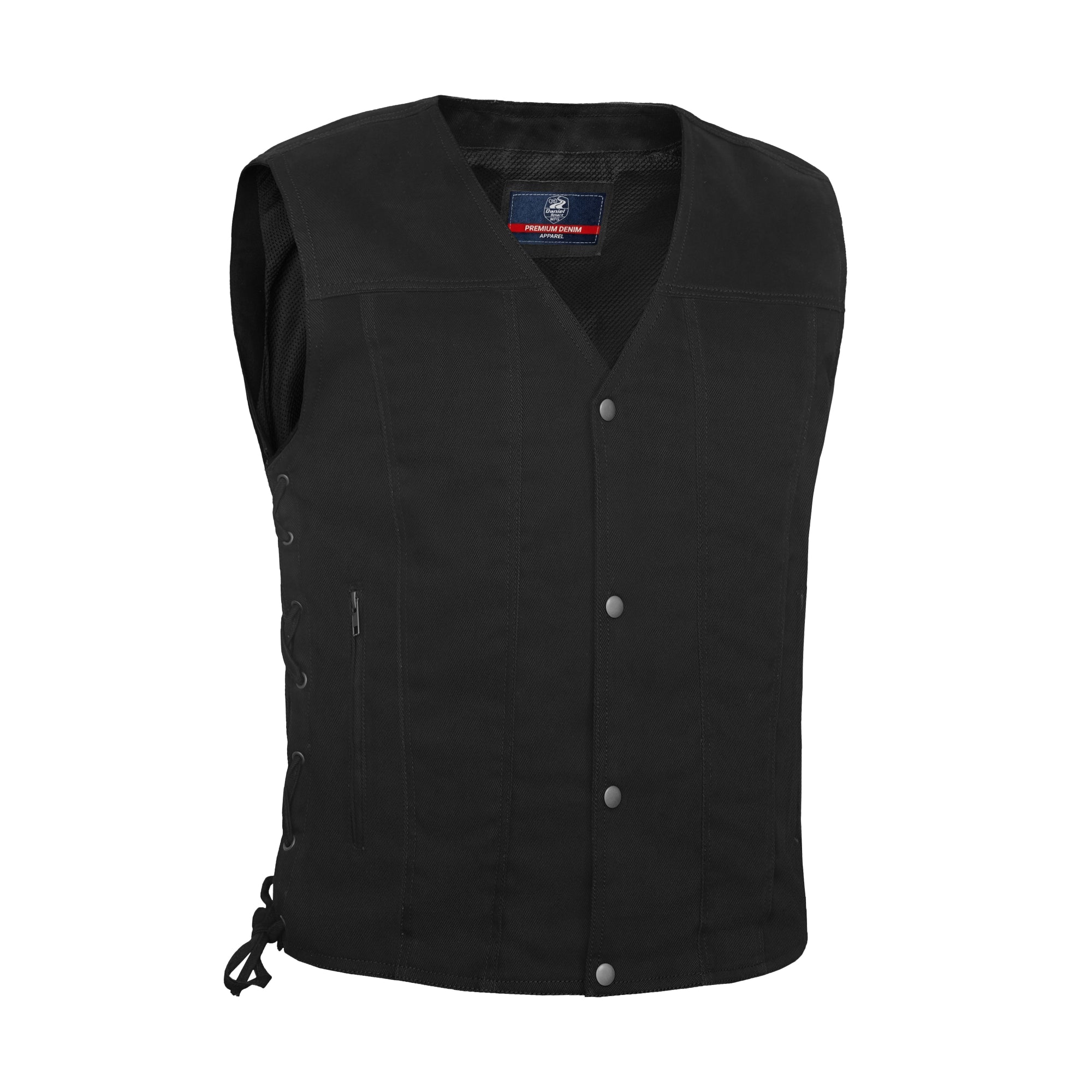 【美品】MARK & LONA　Prince Stud Zip Vest【48】 Strabler Men's Denim Motorcycle Vest