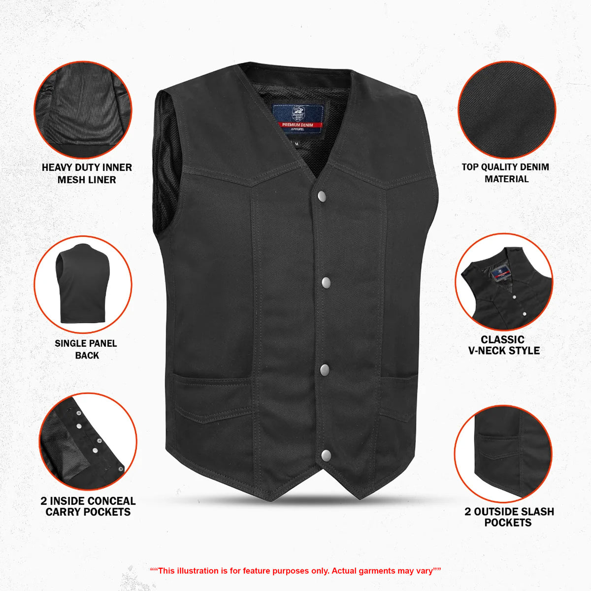 KICKSTER Men's Denim Motorcycle Vest