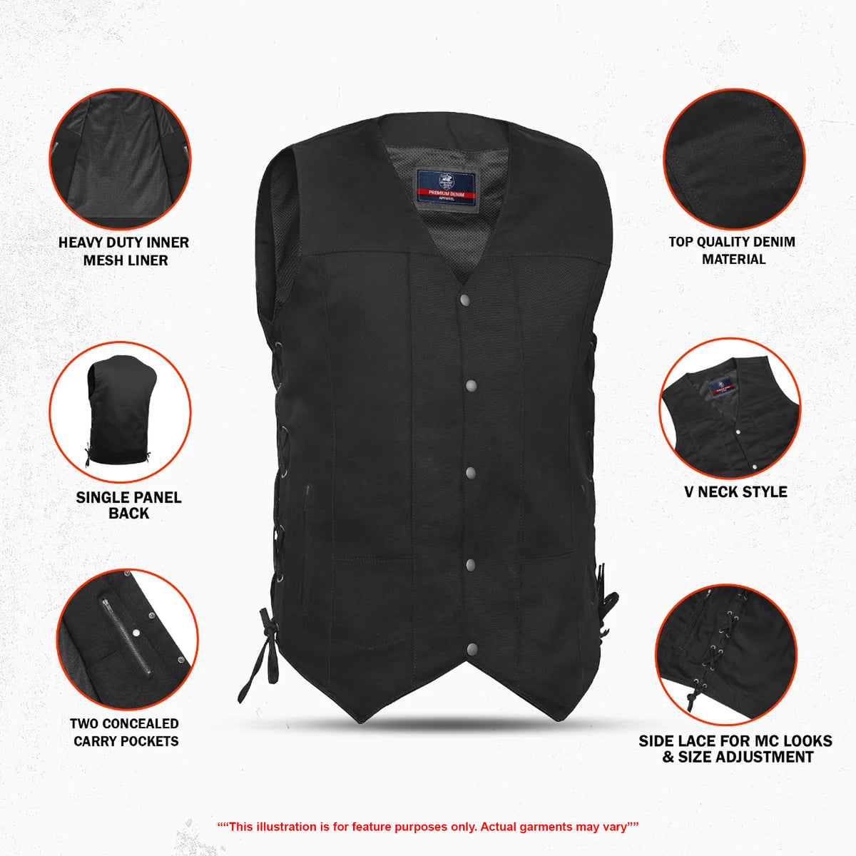 Vandal Men's Denim Motorcycle Vest