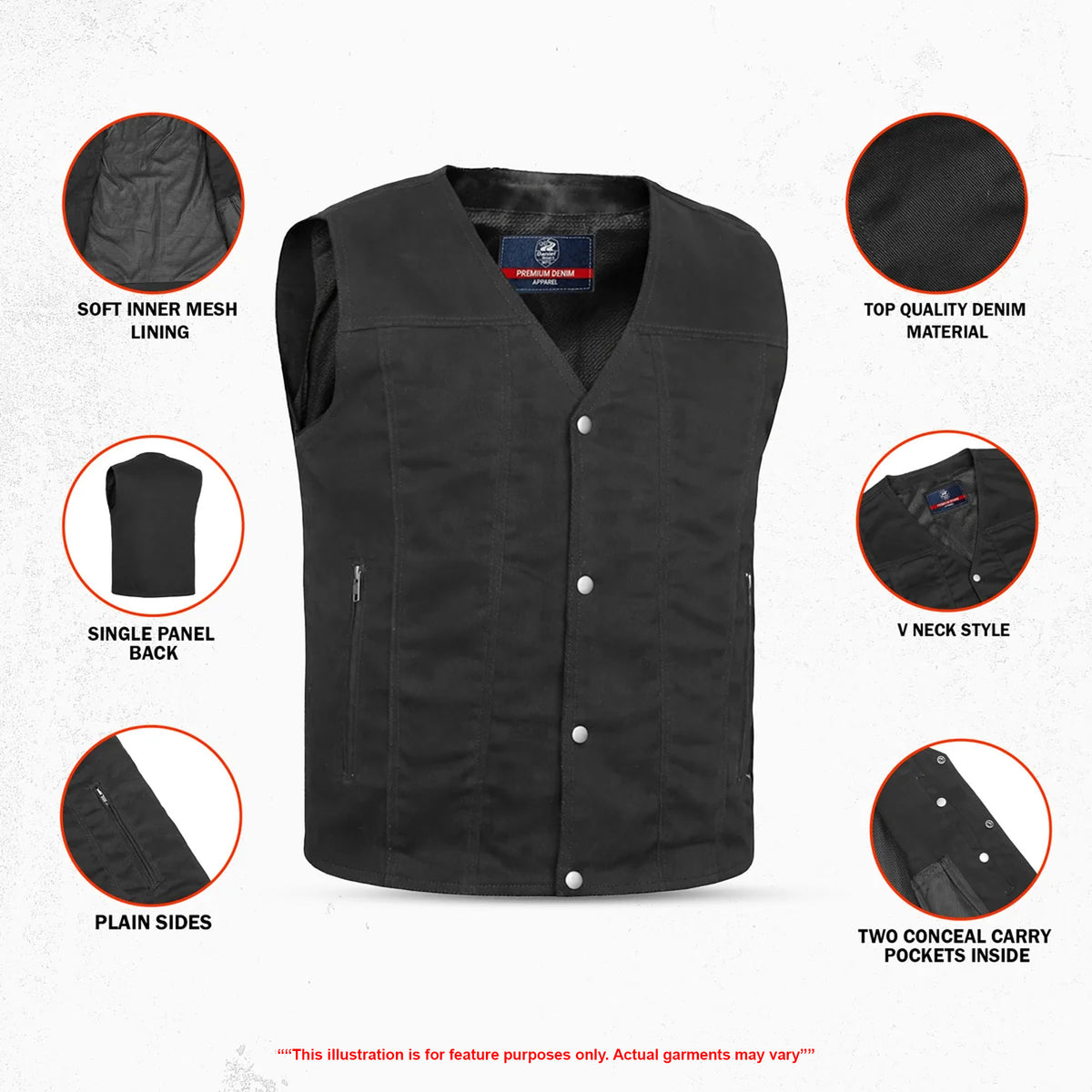The Dark Knight Men's Denim Motorcycle Vest