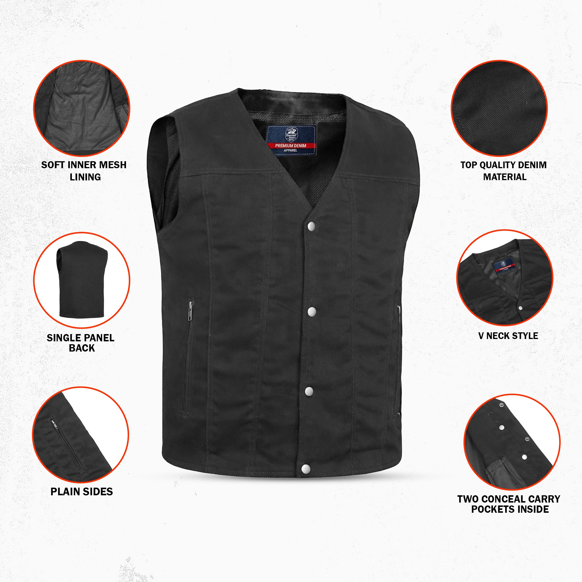 The Dark Knight Men's Denim Motorcycle Vest