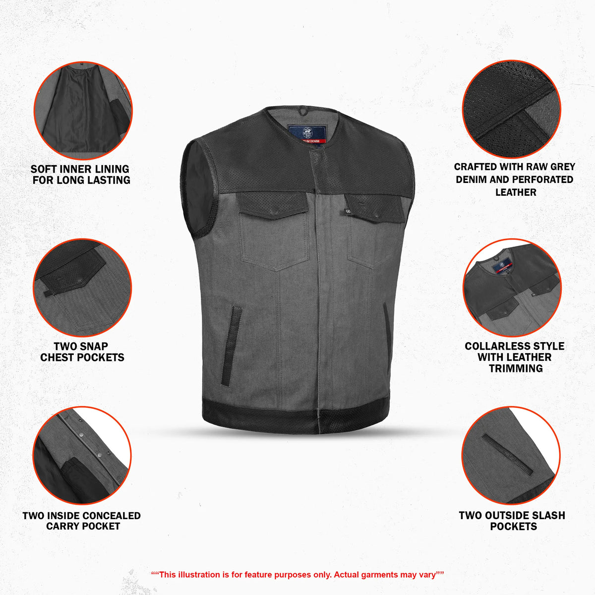 Maco Men's Denim Motorcycle Vest