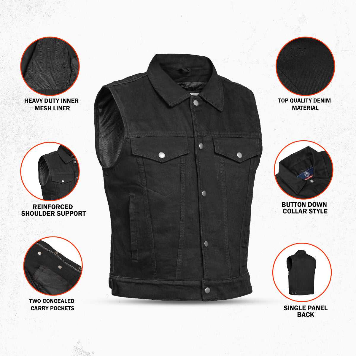 Shocker Men's Denim Motorcycle Vest