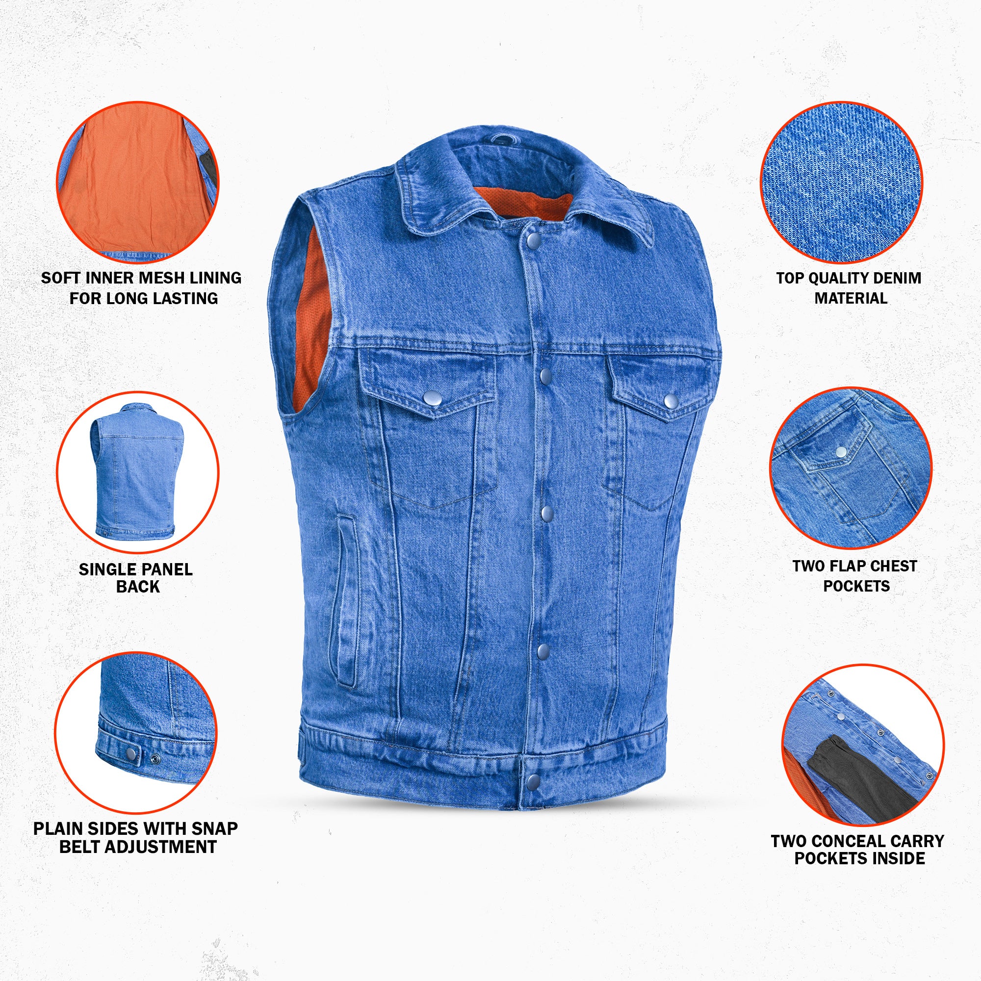 Shocker Men's Denim Motorcycle Vest