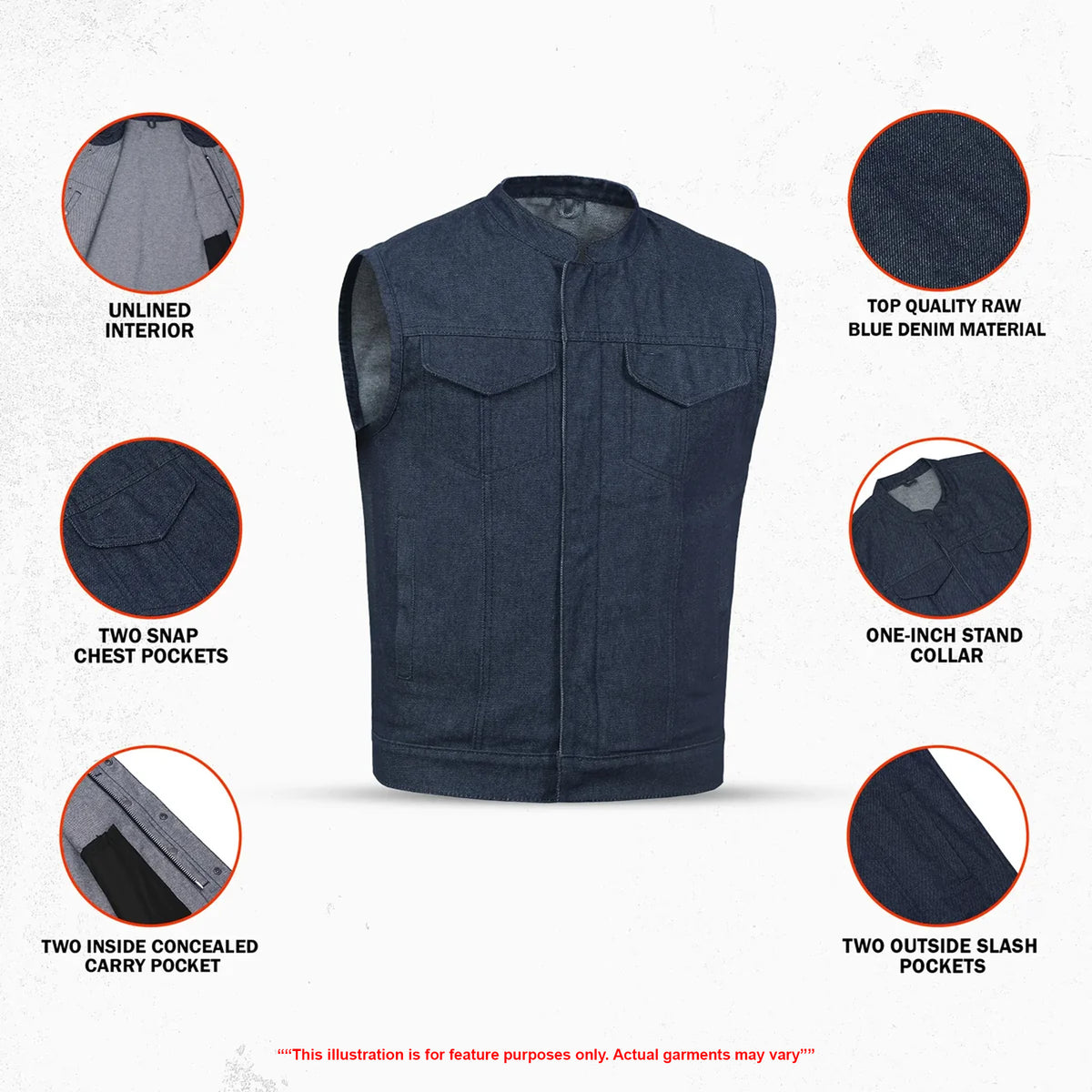 Chopper Men's Denim Motorcycle Vest