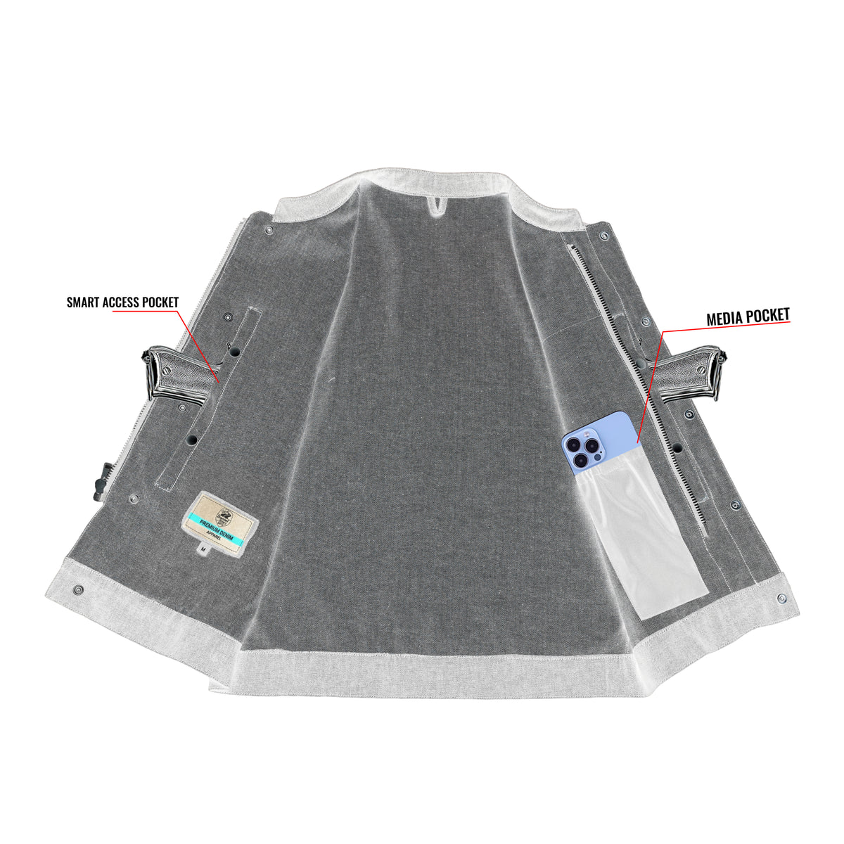 Wick Men's Denim Motorcycle Vest