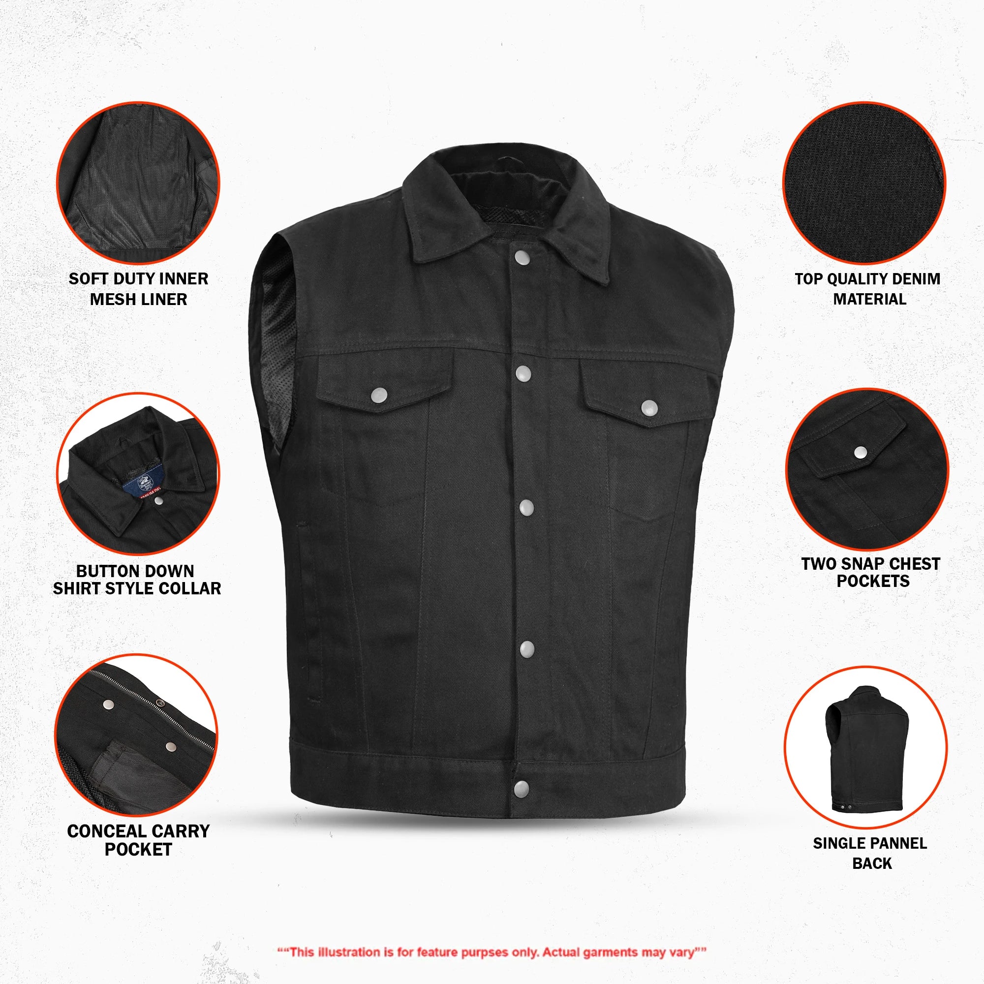 Pulse Men's Denim Motorcycle Vest