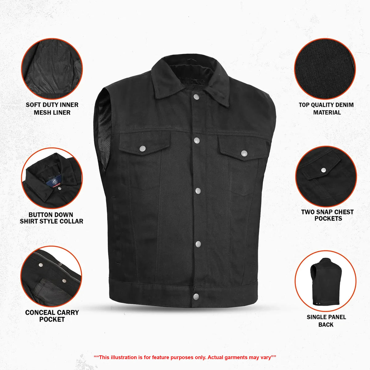 Pulse Men's Denim Motorcycle Vest