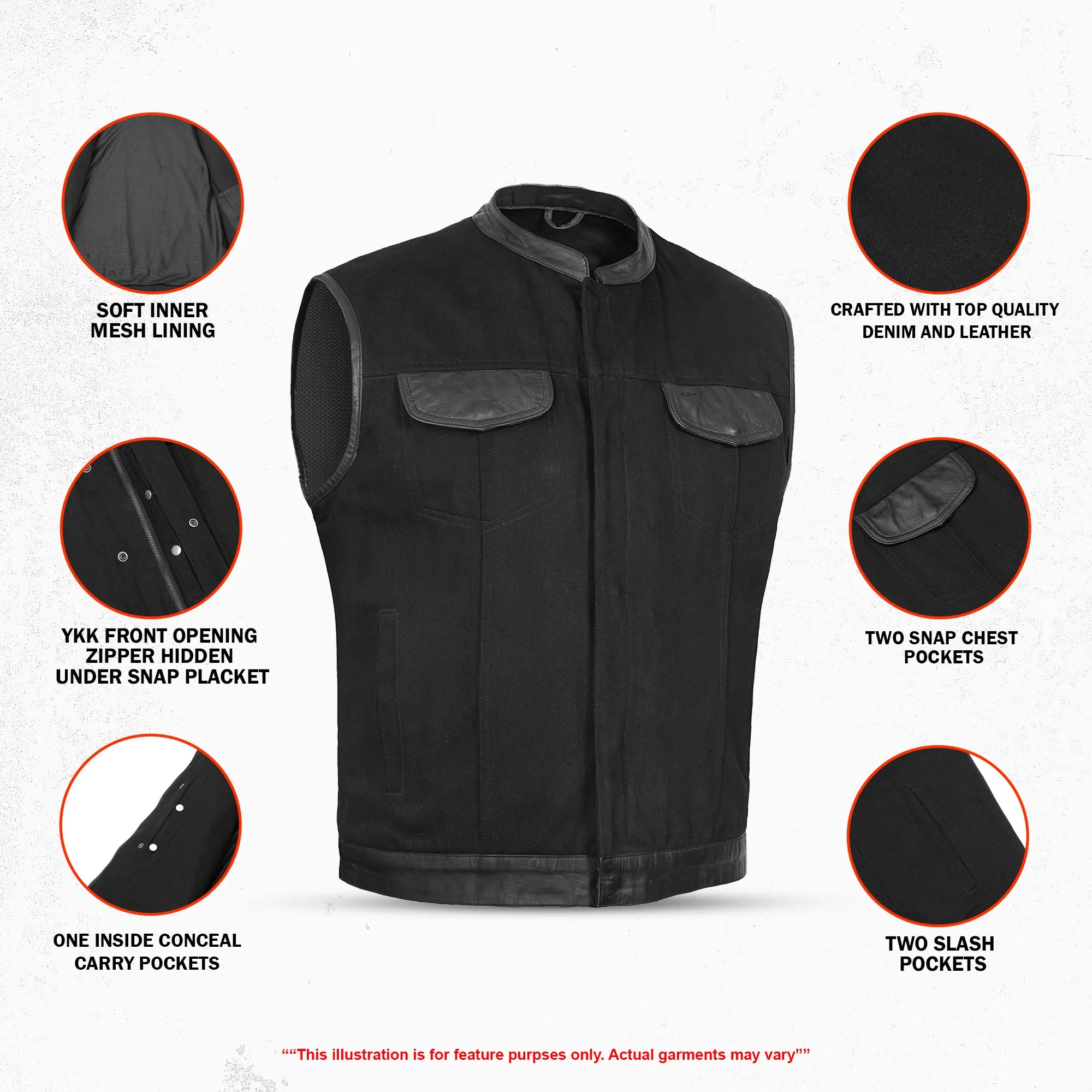 Havoc Men's Denim Motorcycle Vest