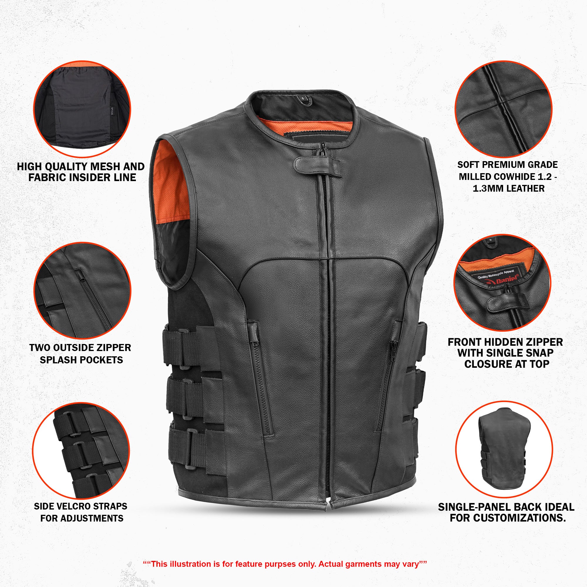 Phantom Men's Motorcycle Leather Vest